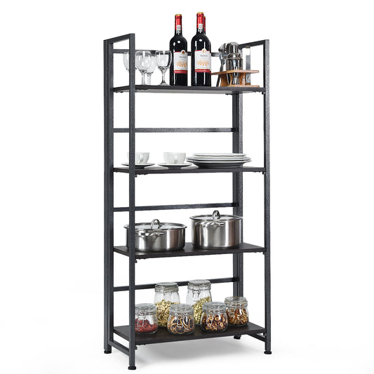 Topbuy 4-Tier Folding Bookshelf Open Display Rack Metal Storage Shelf Home Office