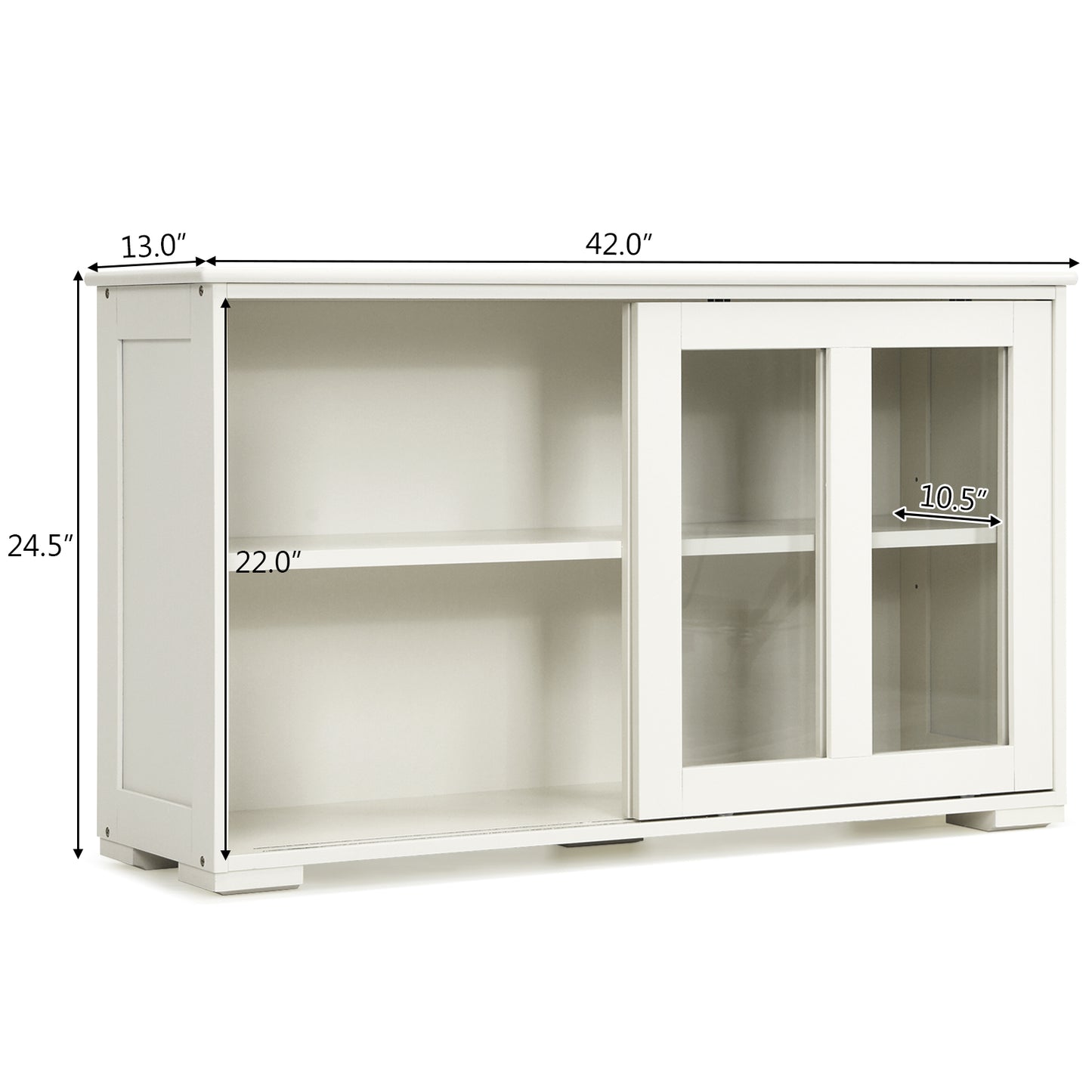 Topbuy Wooden Buffet Cupboard Kitchen Storage Sideboard Glass Sliding Door Antique