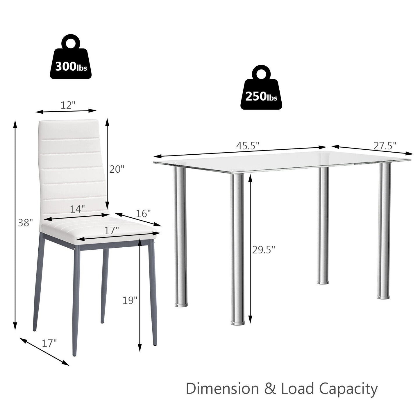 Topbuy 5 PCS Kitchen Dining Table Set Breakfast Furniture Padded Chair White