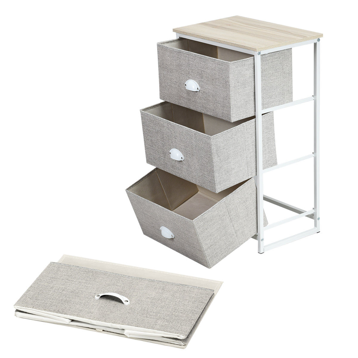 Topbuy 3 Drawer Fabric Storage Tower Unit Nightstand with Drawers