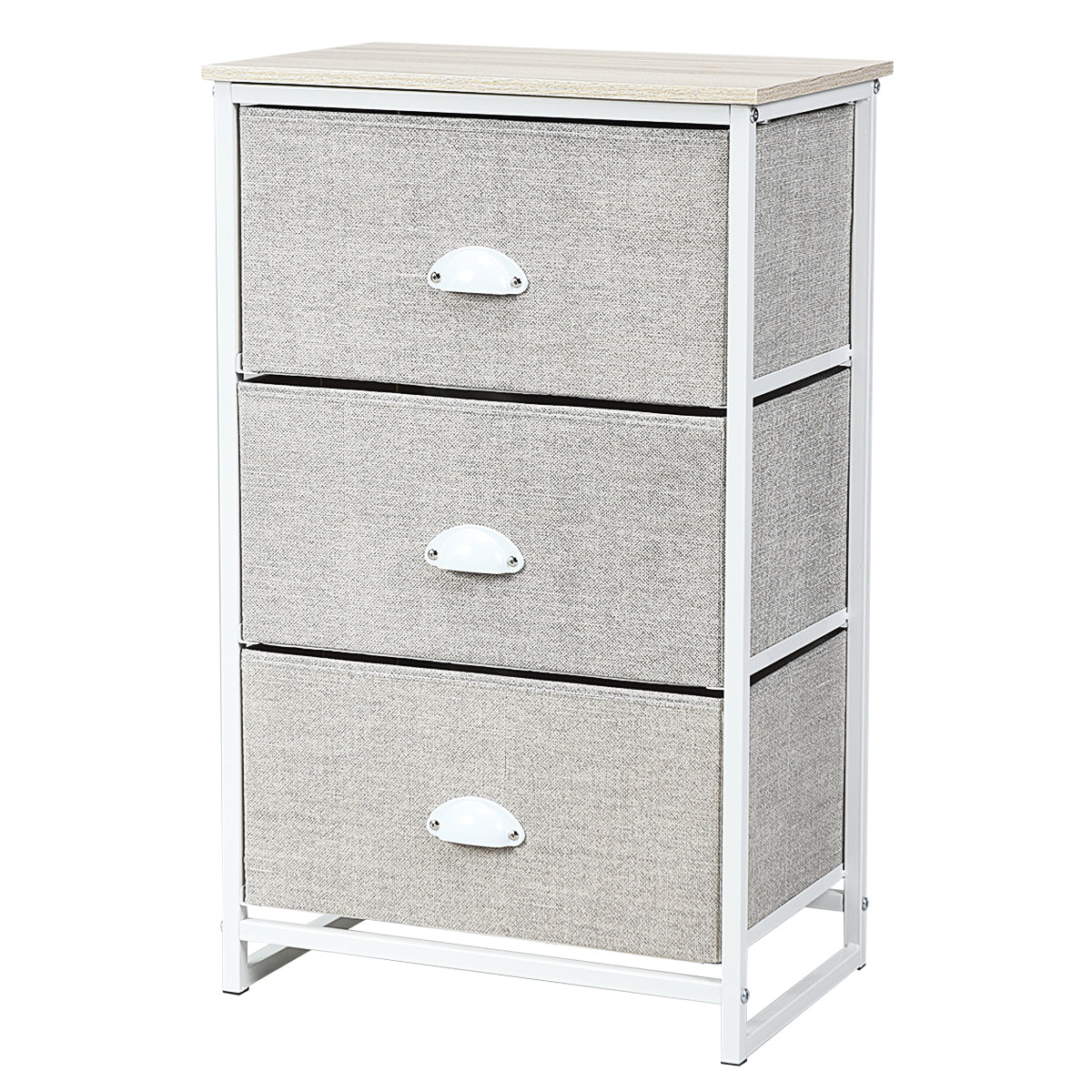Topbuy 3 Drawer Fabric Storage Tower Unit Nightstand with Drawers