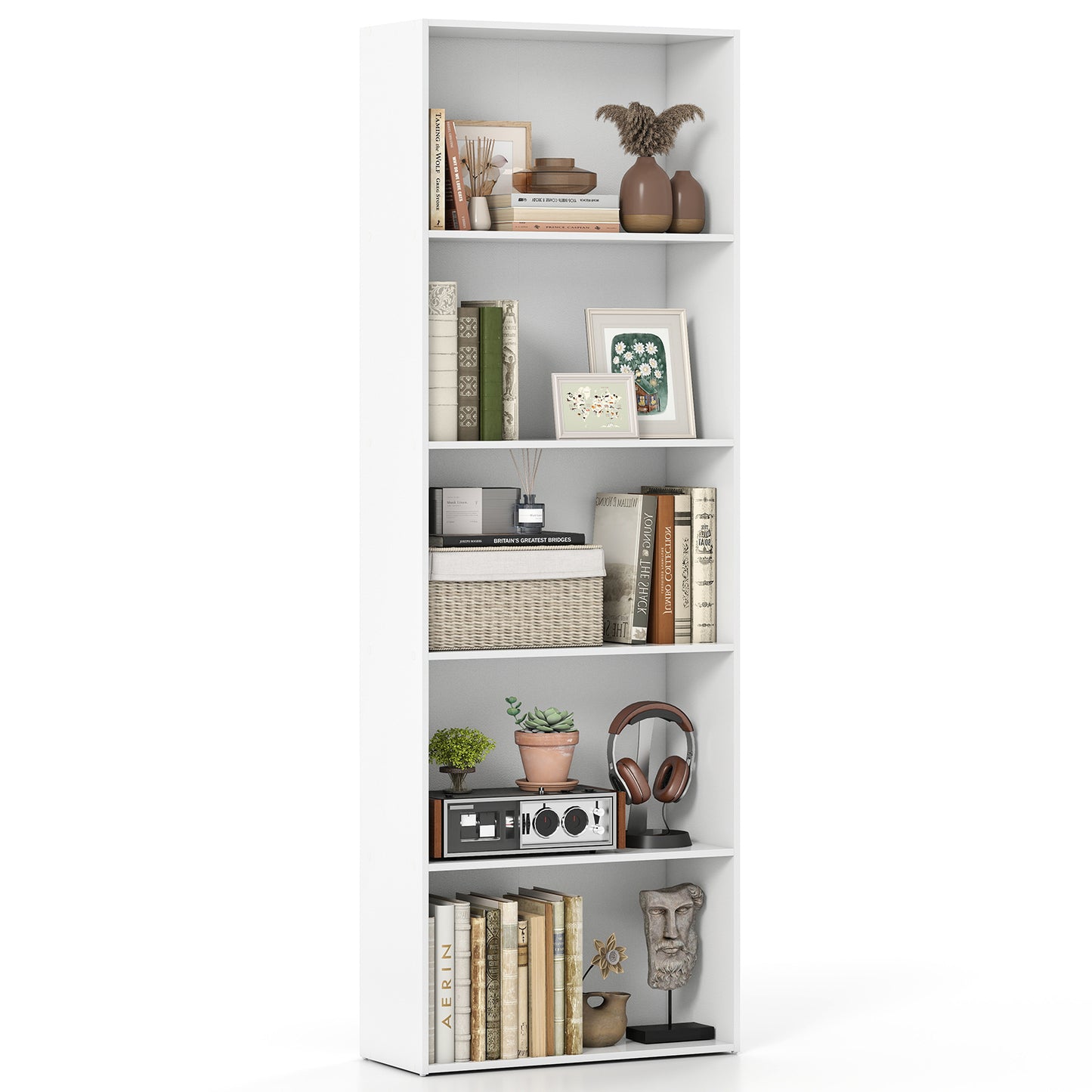 Topbuy 5-Tier Modern Multi-Functional Bookcase 23.50 x 9.50 x 23.50 in