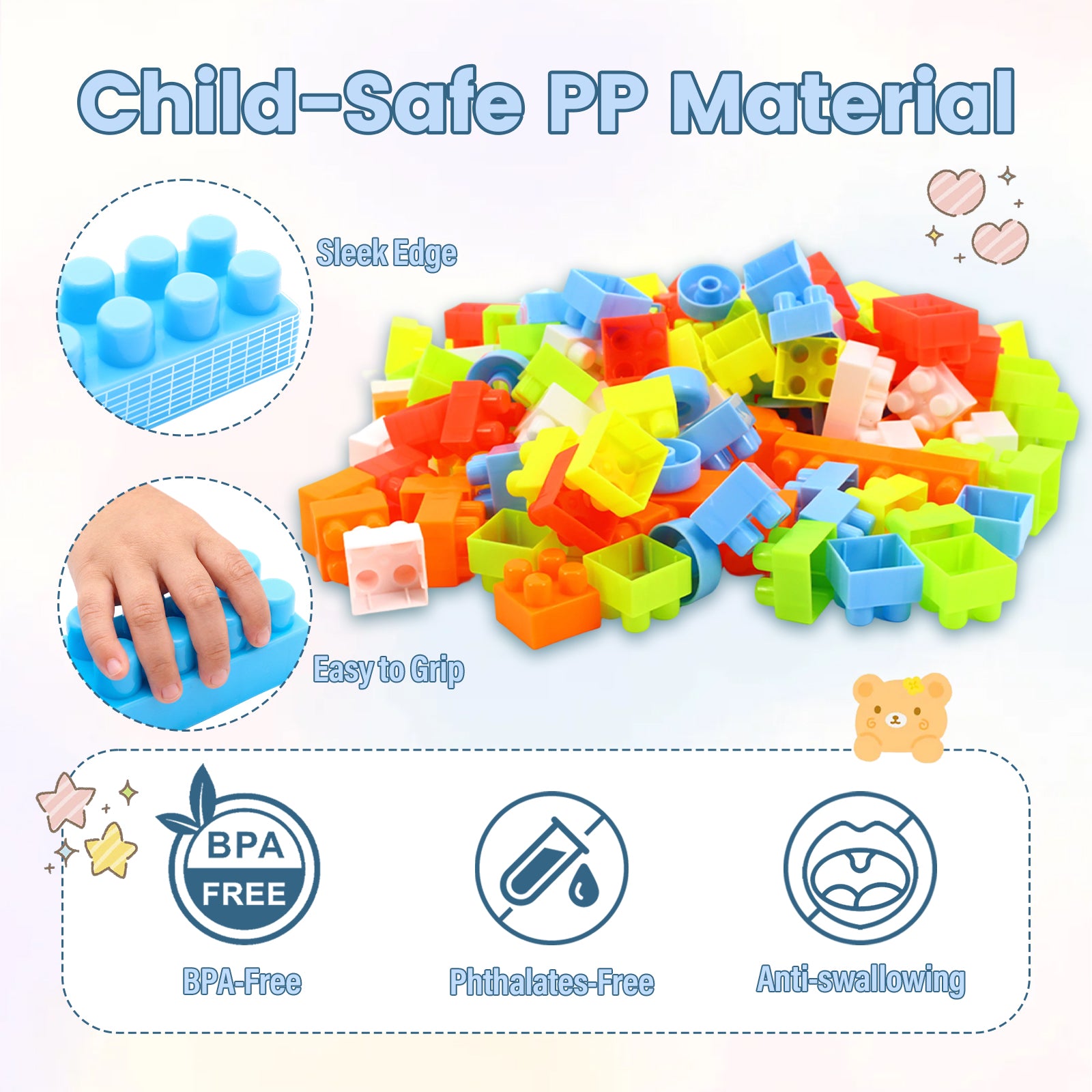 Building Material Quantifiers Patiojoy 150 pcs Large Building Blocks for Toddlers STEM Educational B ...