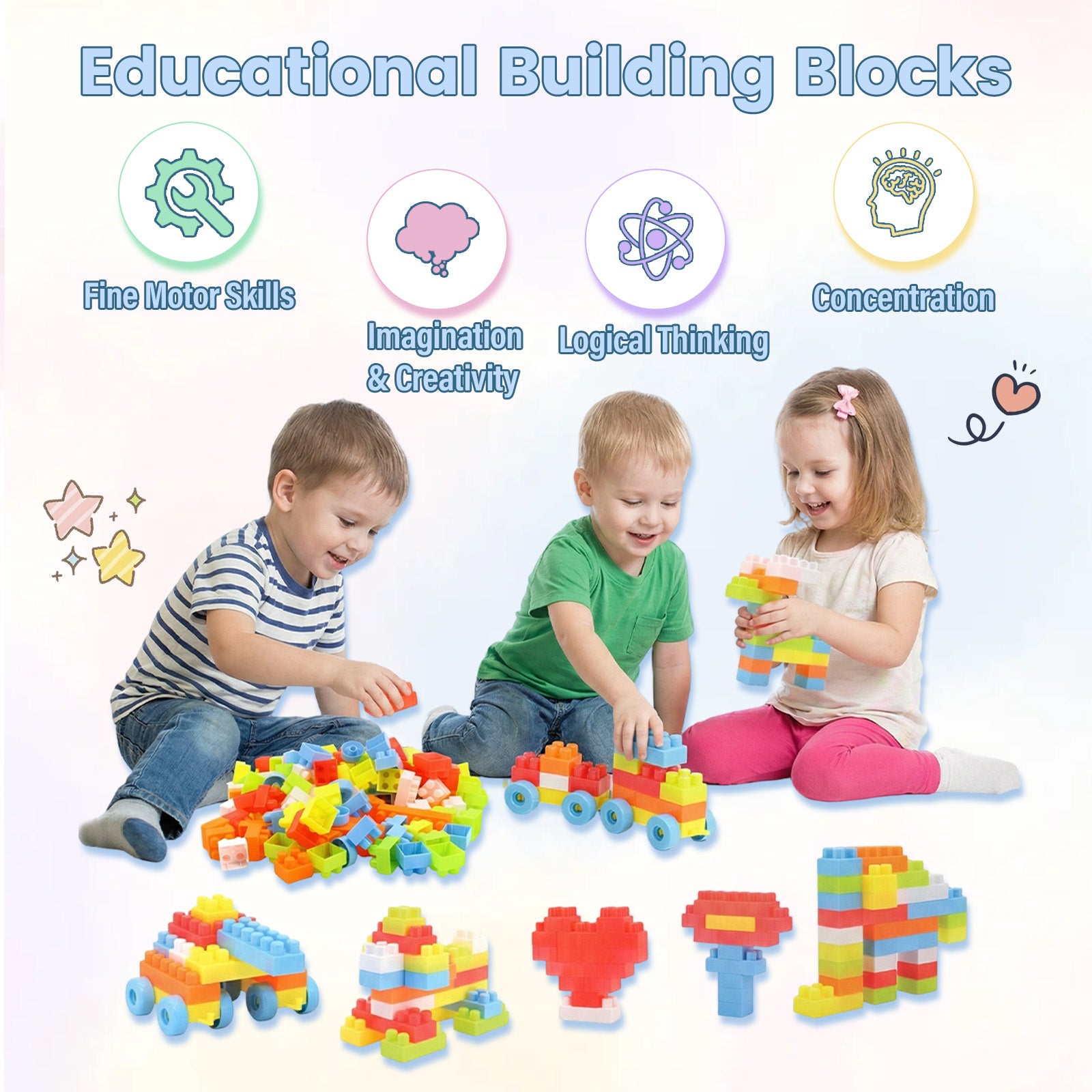 Patiojoy 150 pcs Large Building Blocks for Toddlers STEM Educational B ...