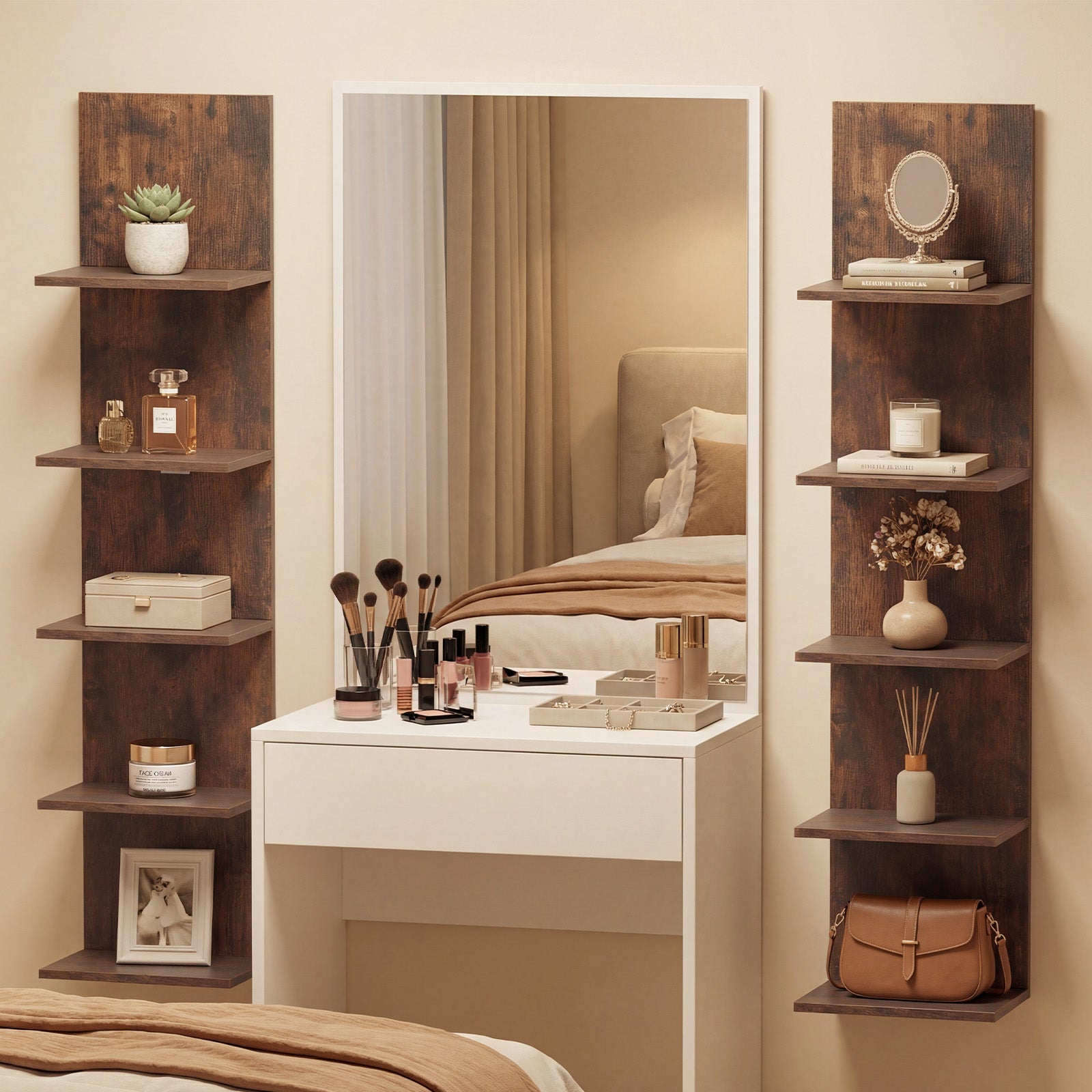 Patiojoy 5-Tier Wall Mounted Shelf Unit Floating Vertical Storage Shel ...