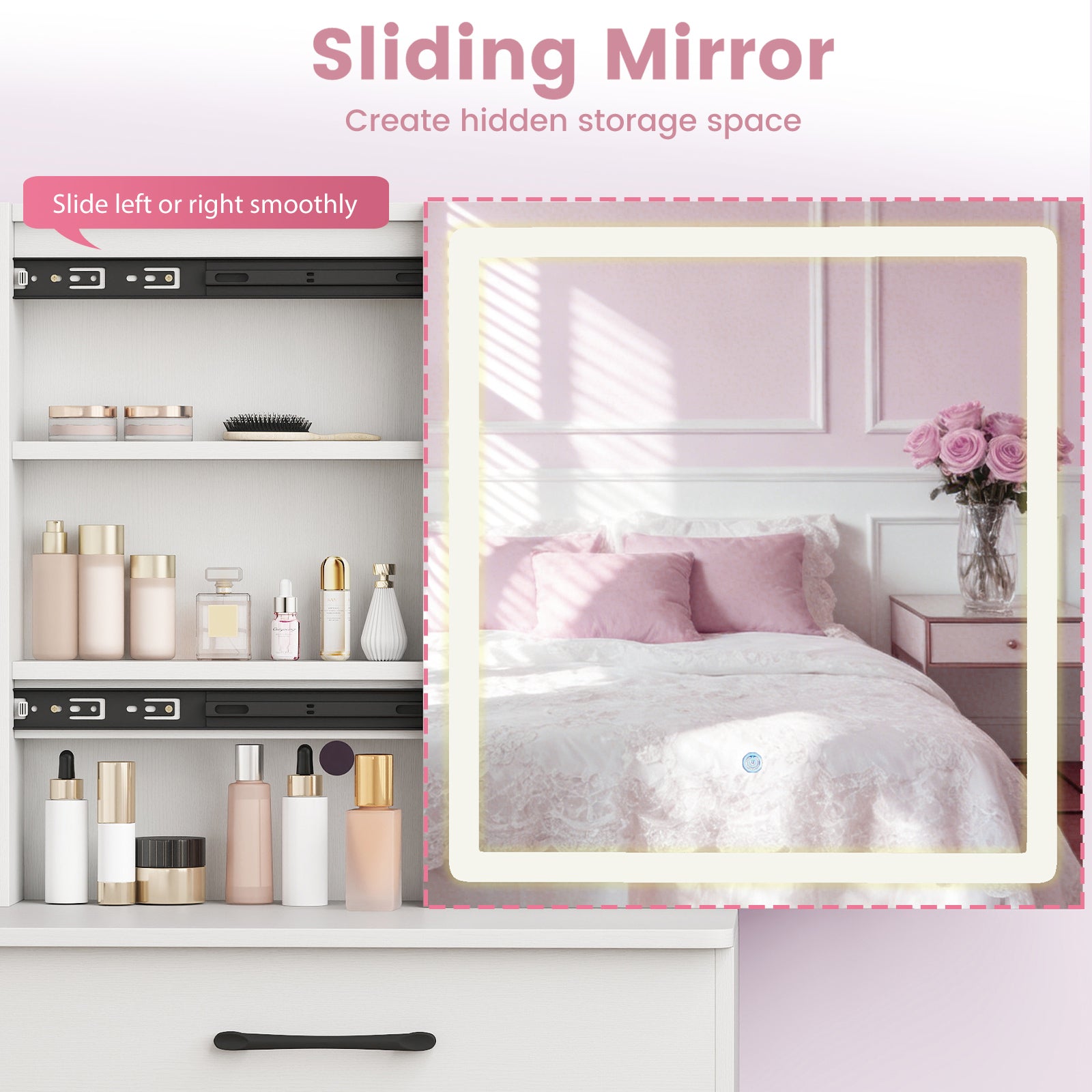 Patiojoy Vanity Desk with Mirror and Lights Makeup Dressing Table – Topbuy