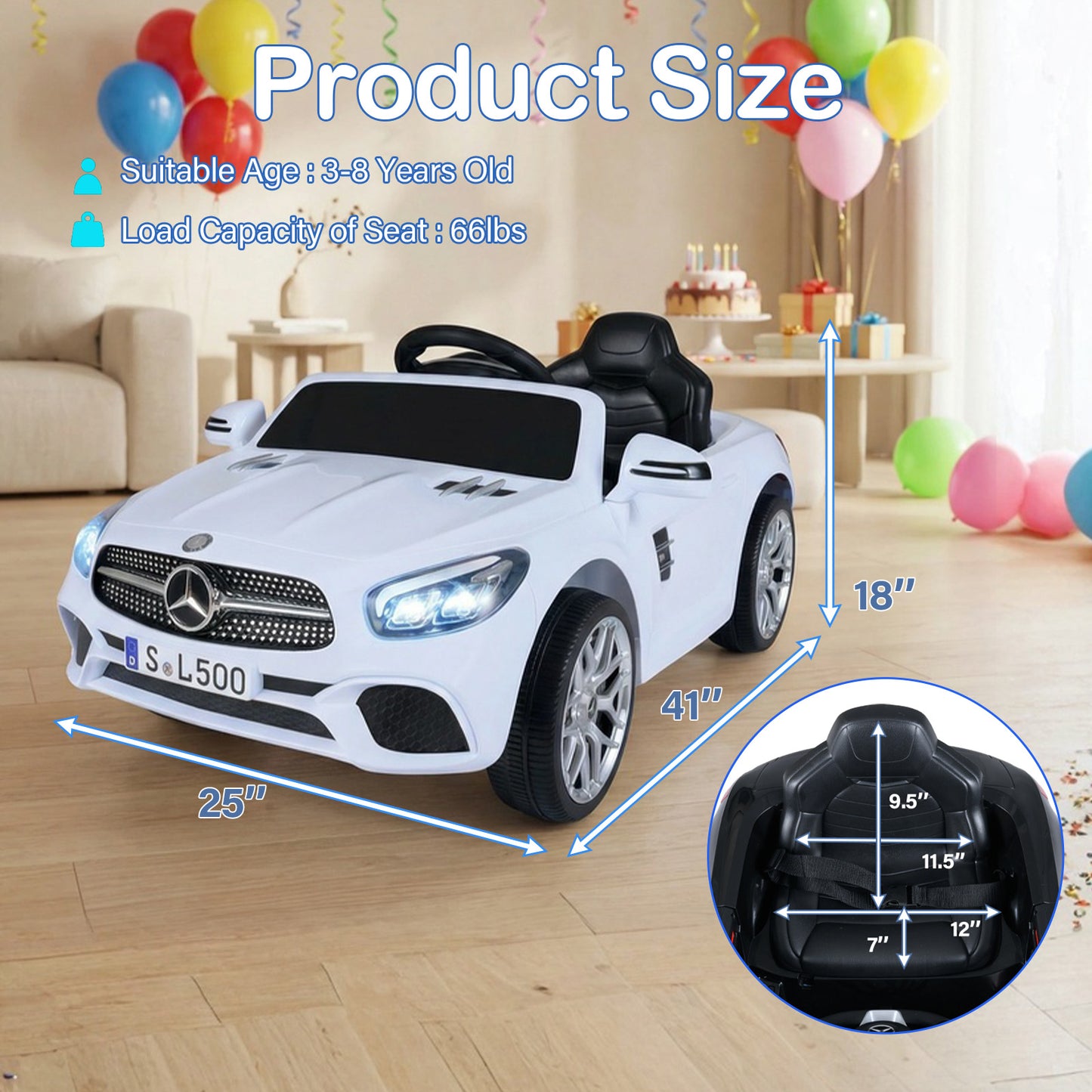 Patiojoy Licensed Mercedes-Benz SL R231 Kids Ride on Car 12V Electric Vehicle White/Pink