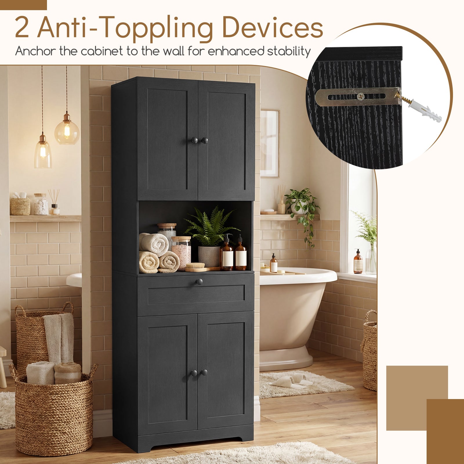 Patiojoy Tall Bathroom Storage Cabinet 67.5