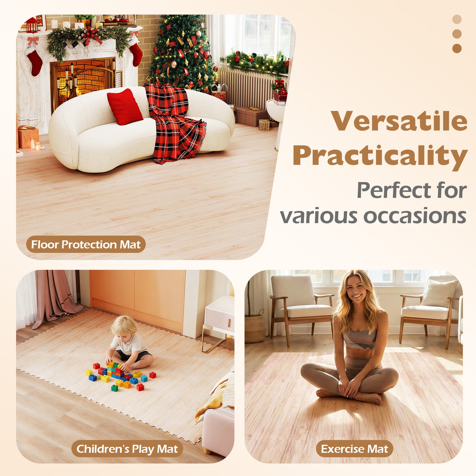 Patiojoy Interlocking Floor Tiles Wood Grain Printed EVA Foam Puzzle T ...