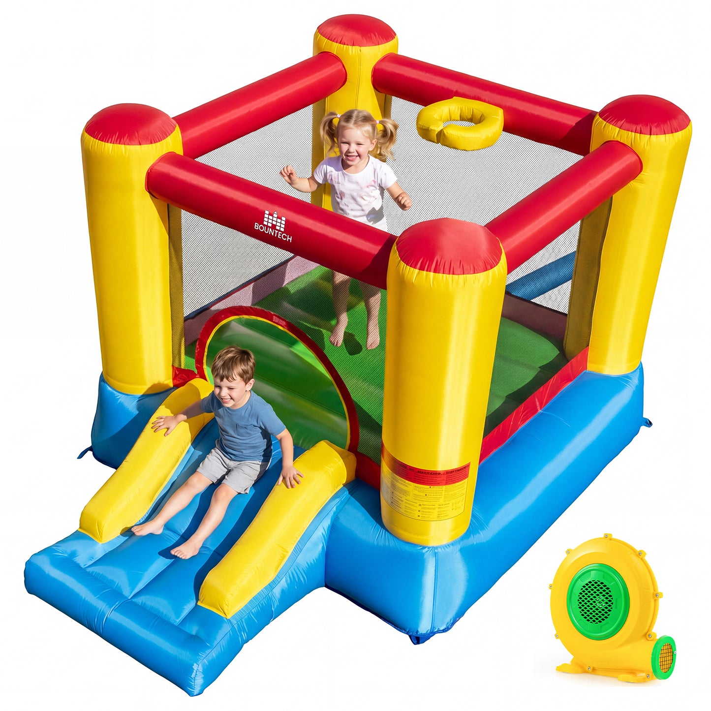 Patiojoy Inflatable Bounce House Kids Jumping House with 480W Blower & Basketball Rim Portable Bouncy Castle