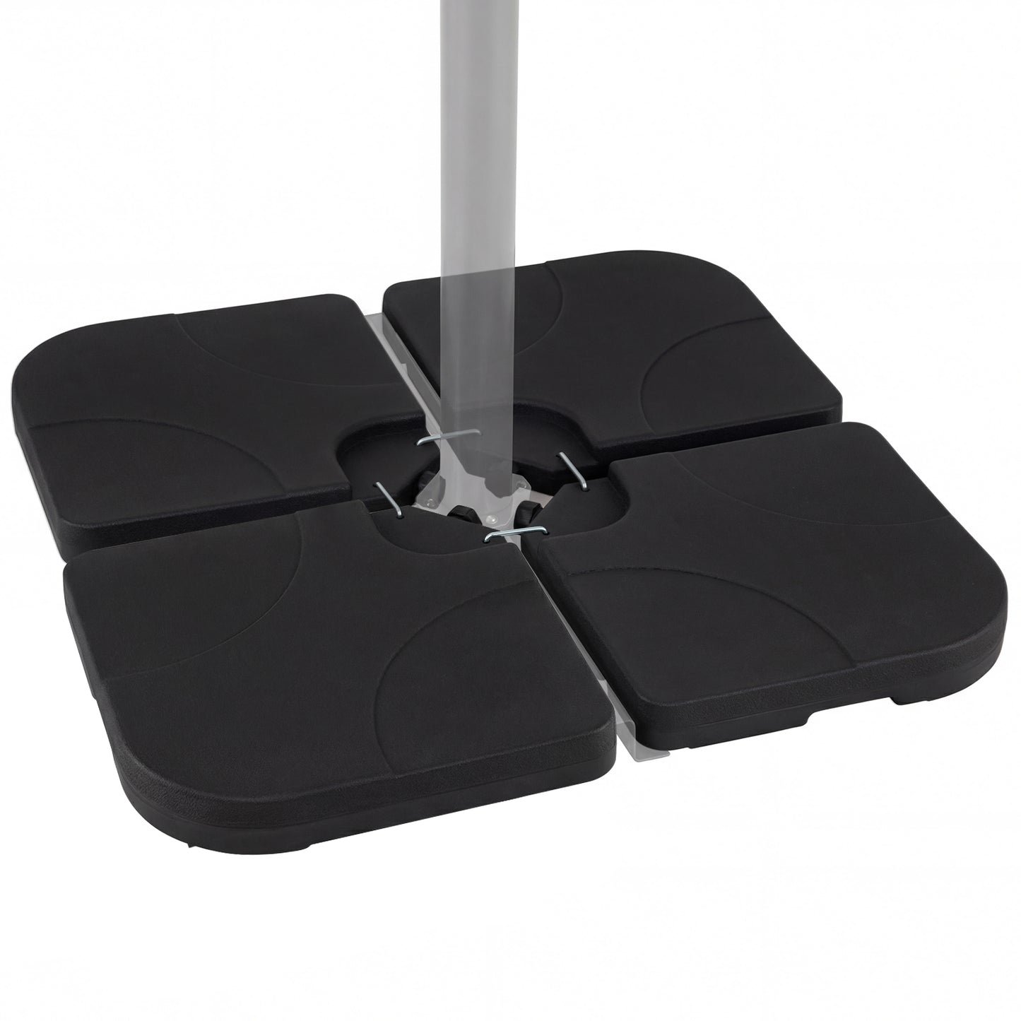 Patiojoy 4-Piece Heavy Duty Cantilever Umbrella Base 164 LBS/72 KG Square Patio Umbrella Stand with Easy-to-Fill Spouts