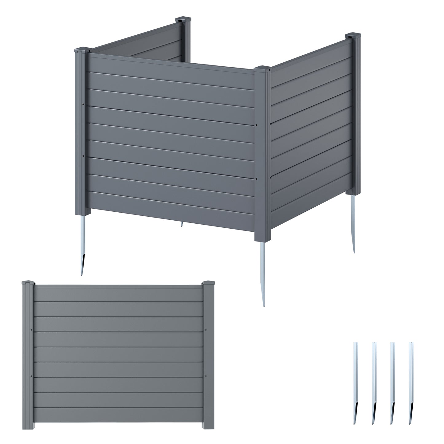 Patiojoy 48" x 38" Air Conditioner Fence 2/3 Panels Outdoor Privacy Fence with Metal Ground Stakes