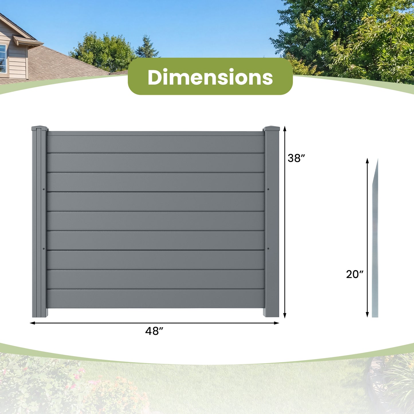 Patiojoy 48" x 38" Air Conditioner Fence 2/3 Panels Outdoor Privacy Fence with Metal Ground Stakes