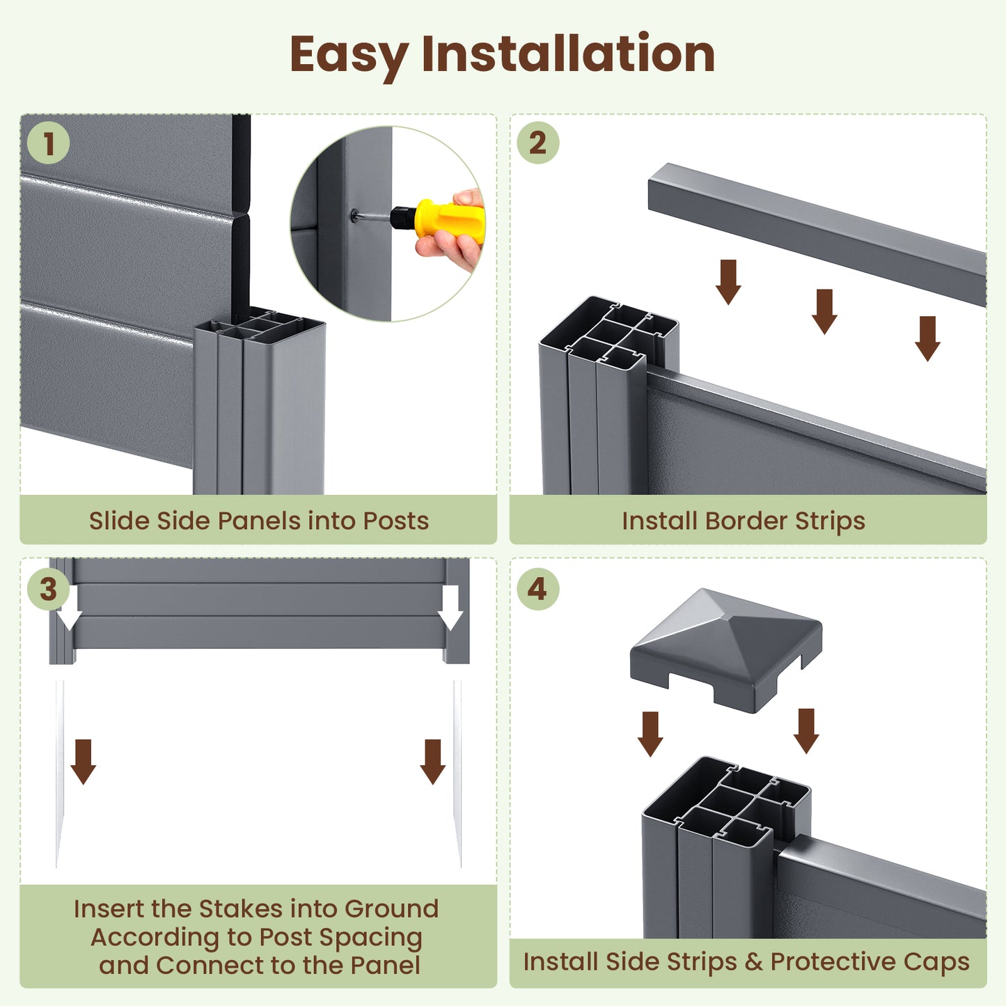 Patiojoy 48" x 38" Air Conditioner Fence 2/3 Panels Outdoor Privacy Fence with Metal Ground Stakes