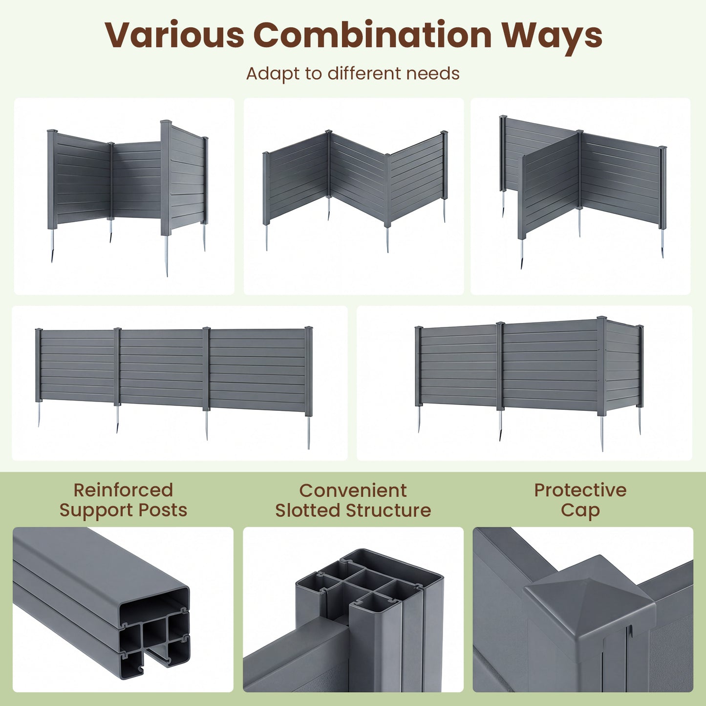Patiojoy 48" x 38" Air Conditioner Fence 2/3 Panels Outdoor Privacy Fence with Metal Ground Stakes