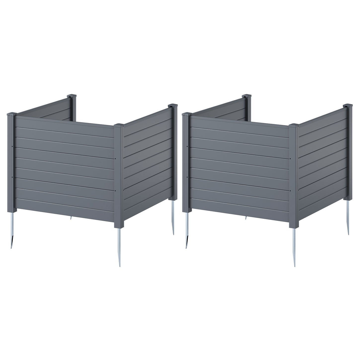 Patiojoy 48" x 38" Air Conditioner Fence 2/3 Panels Outdoor Privacy Fence with Metal Ground Stakes
