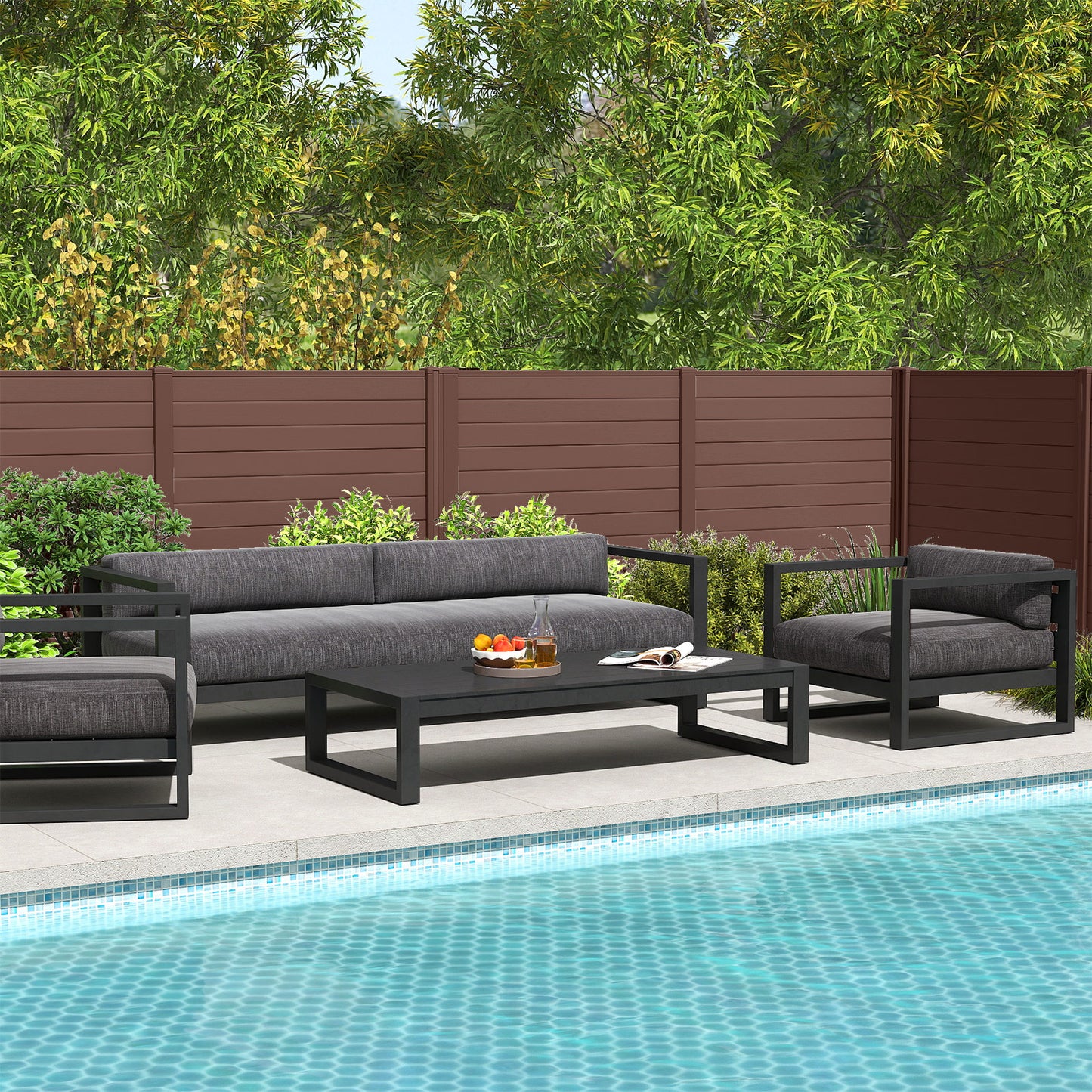 Patiojoy 48" W x 48" H Outdoor Privacy Fence Screen 2/4 Panels Air Conditioner Fence Brown