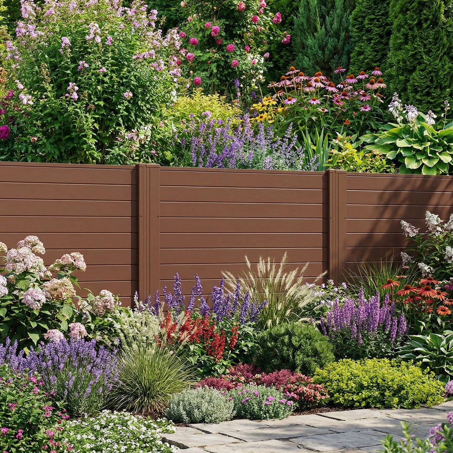 Patiojoy 48" W x 48" H Outdoor Privacy Fence Screen 2/4 Panels Air Conditioner Fence Brown