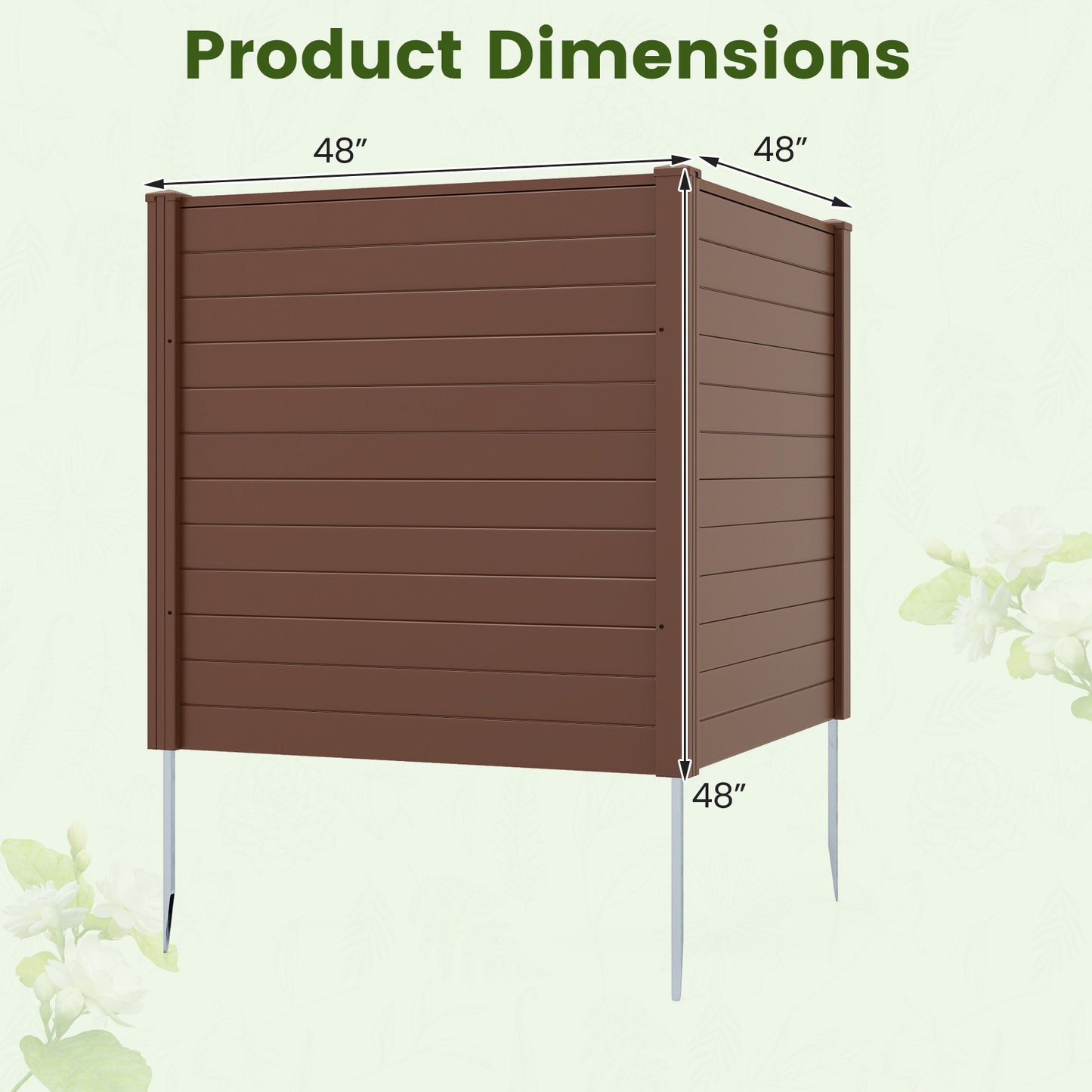 Patiojoy 48" W x 48" H Outdoor Privacy Fence Screen 2/4 Panels Air Conditioner Fence Brown
