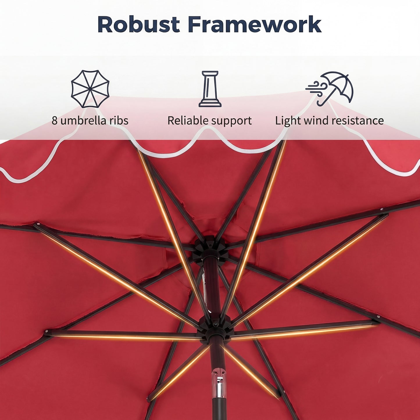 Patiojoy 10 FT Patio Umbrella with Weighted Base Included Outdoor Market Umbrella with Push Button Tilt & Crank Wine Red/Beige/Brown/Gray/Turquoise