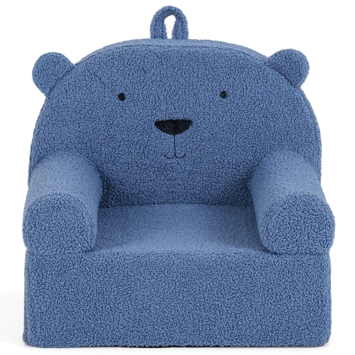 Patiojoy Kids Bear Sofa Toddler Foam Couch with Soft Fleece Fabric Cover Cute Reading Chair for Children Brown/Gray/Navy/Pink