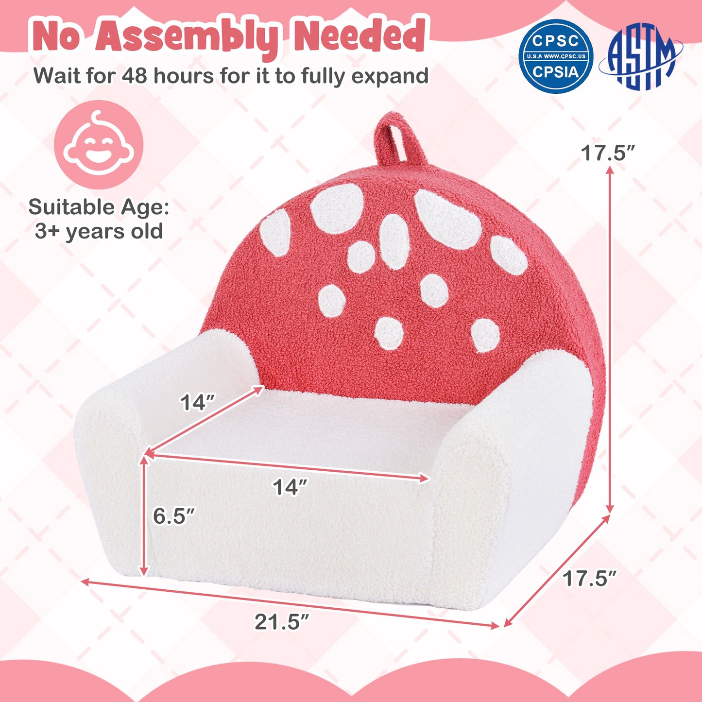 Patiojoy Kids Sofa Toddler Foam Couch with Soft Fleece Fabric Cover Cute Reading Chair for Children Bubble/Pink/Rainbow