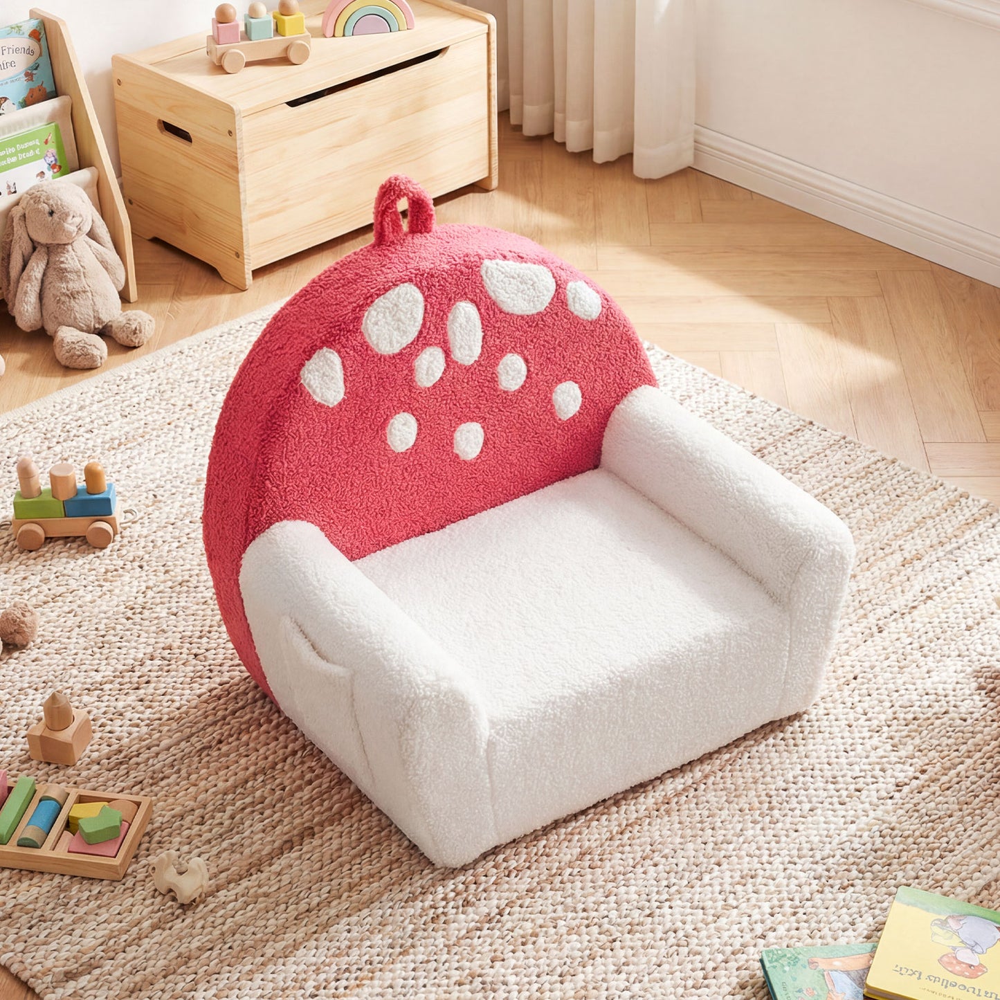 Patiojoy Kids Sofa Toddler Foam Couch with Soft Fleece Fabric Cover Cute Reading Chair for Children Bubble/Pink/Rainbow