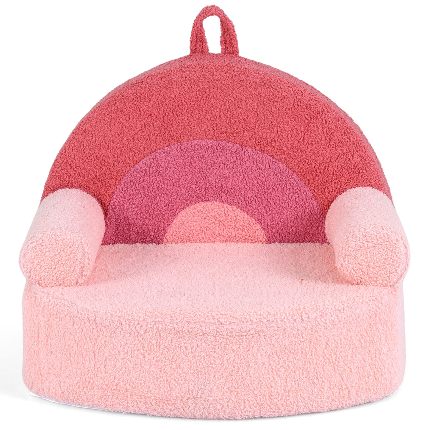 Patiojoy Kids Sofa Toddler Foam Couch with Soft Fleece Fabric Cover Cute Reading Chair for Children Bubble/Pink/Rainbow