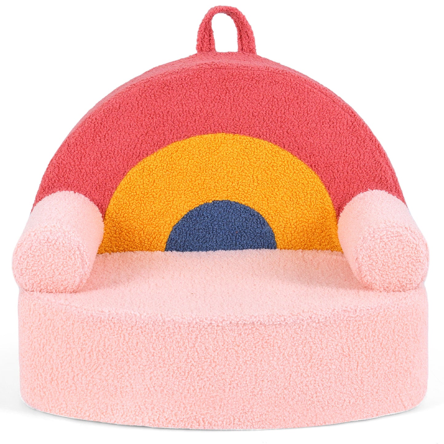 Patiojoy Kids Sofa Toddler Foam Couch with Soft Fleece Fabric Cover Cute Reading Chair for Children Bubble/Pink/Rainbow