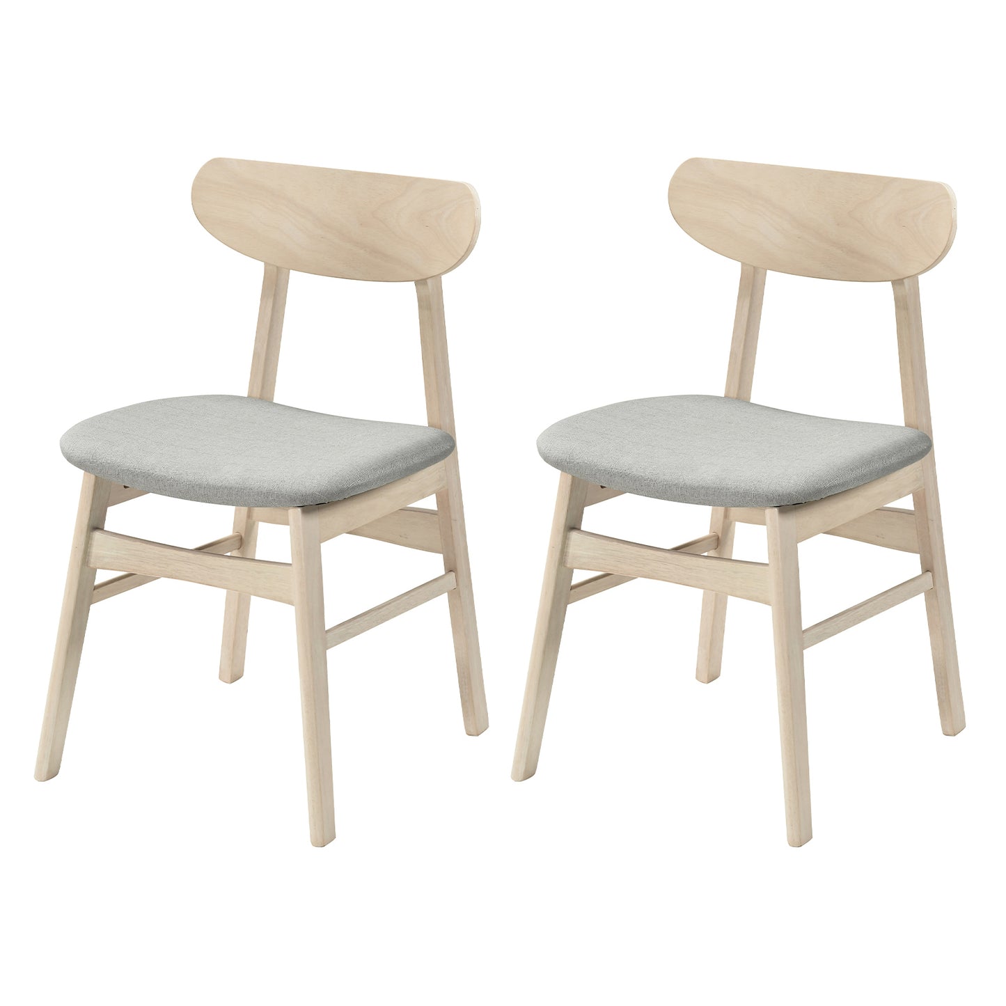 Patiojoy Mid-Century Modern Dining Chair Set of 2/4 Fabric Upholstered Armless Chairs with Rubber Wood