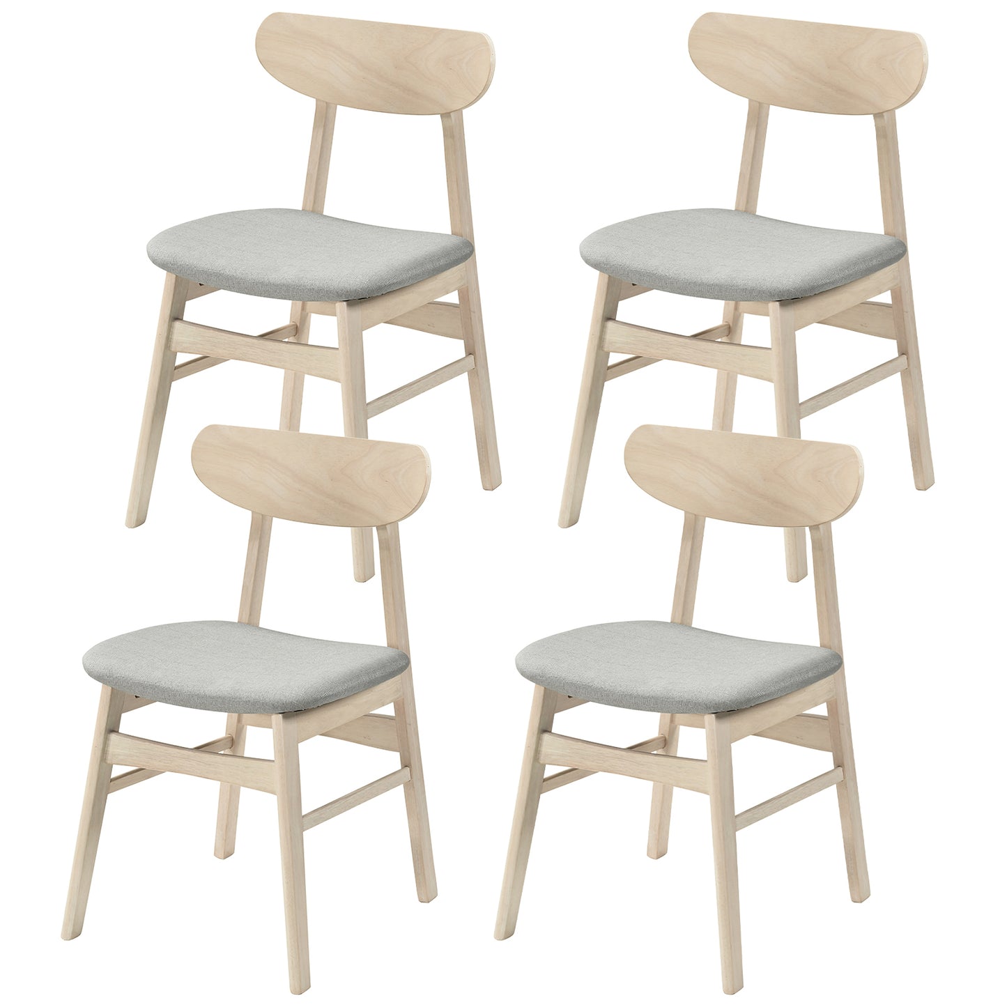 Patiojoy Mid-Century Modern Dining Chair Set of 2/4 Fabric Upholstered Armless Chairs with Rubber Wood