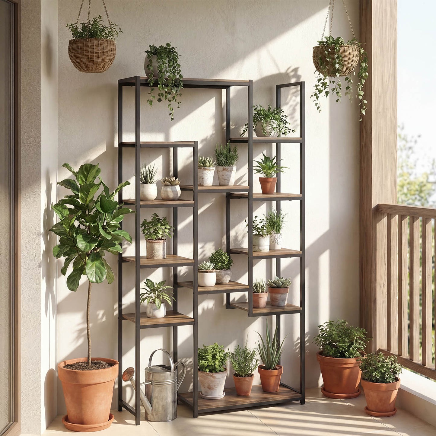 Patiojoy 71" Bookshelf Set of 1/2 Industrial Bookcase with 12 Storage Shelves & Heavy-Duty Metal Frame