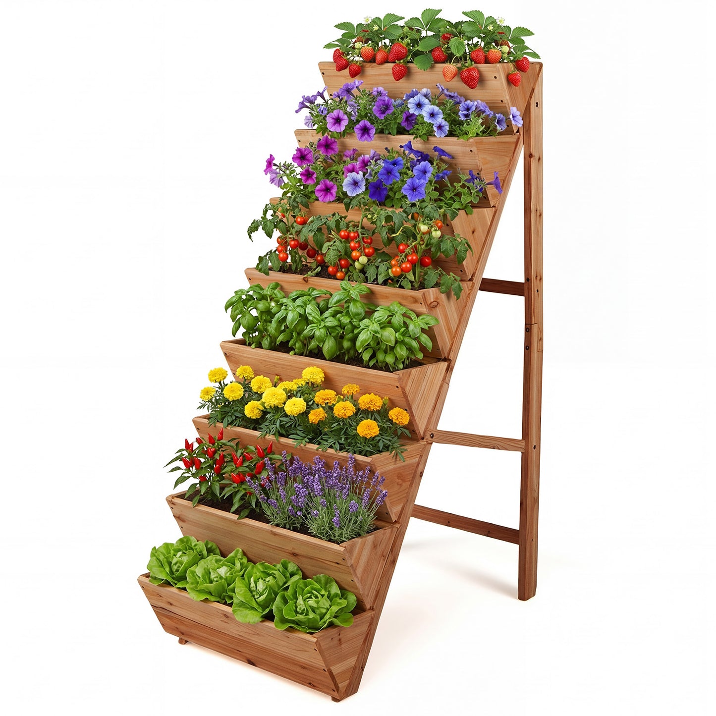 Patiojoy 8-Tier Wooden Vertical Raised Garden Bed Freestanding Plant Stand with Legs for Herbs Vegetables Fruits
