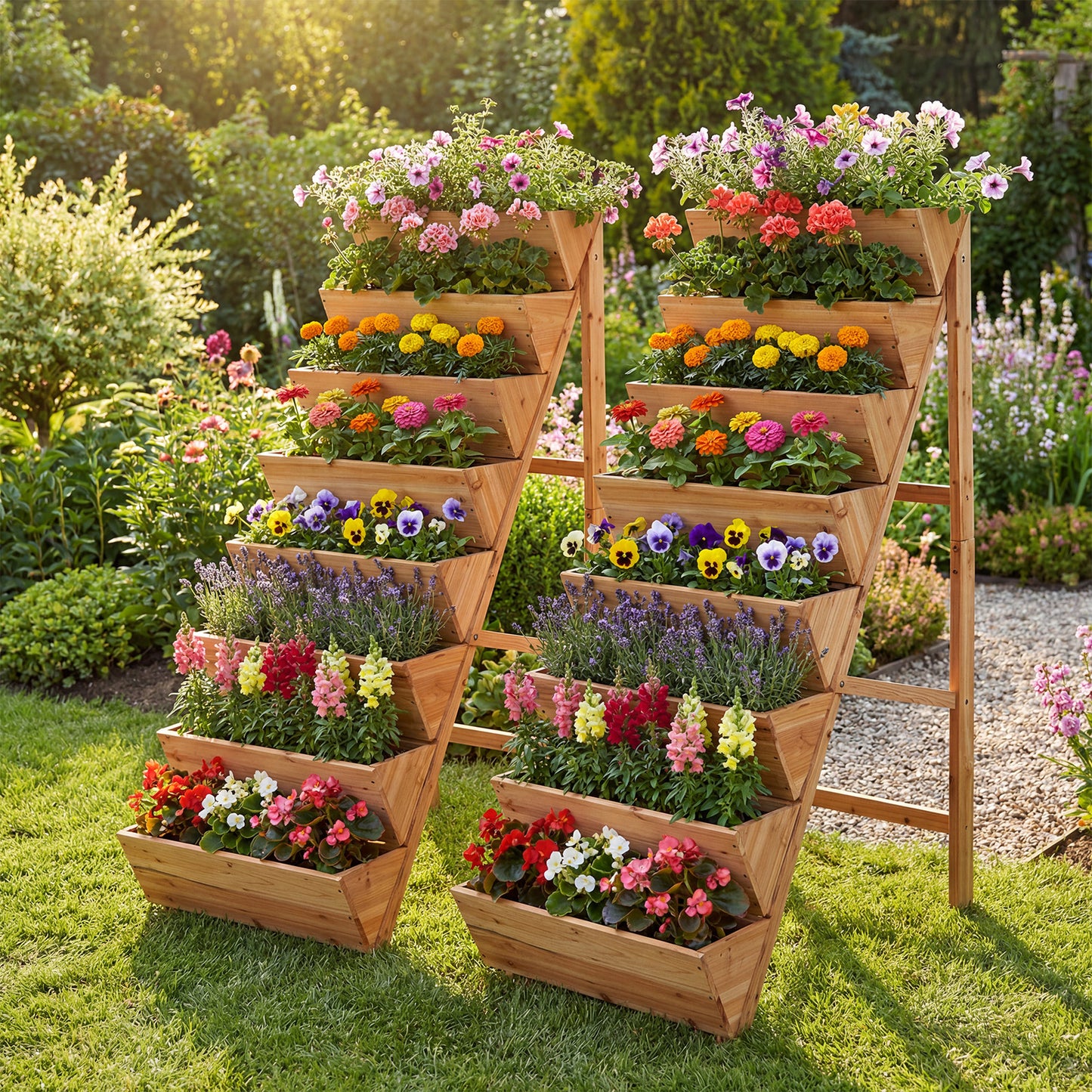 Patiojoy 8-Tier Wooden Vertical Raised Garden Bed Freestanding Plant Stand with Legs for Herbs Vegetables Fruits
