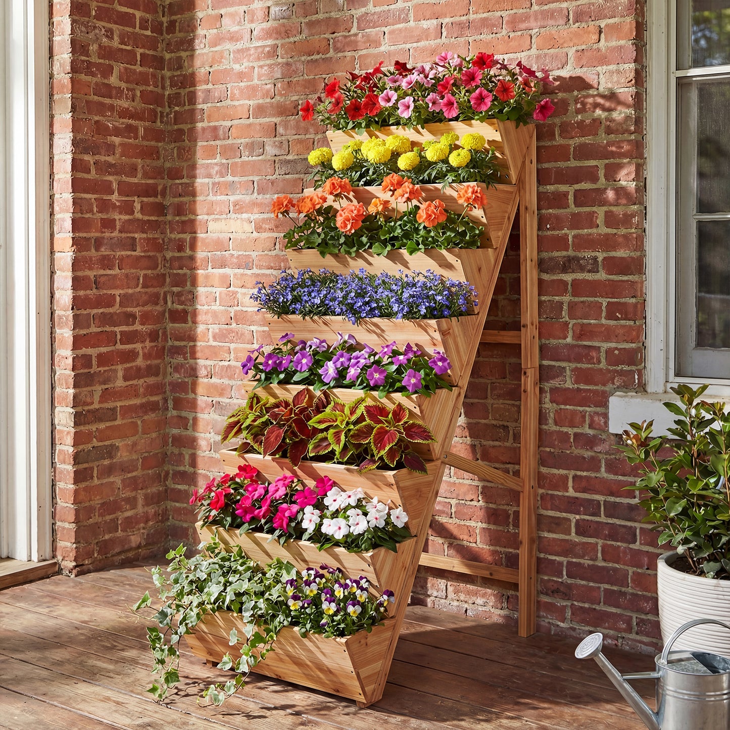 Patiojoy 8-Tier Wooden Vertical Raised Garden Bed Freestanding Plant Stand with Legs for Herbs Vegetables Fruits