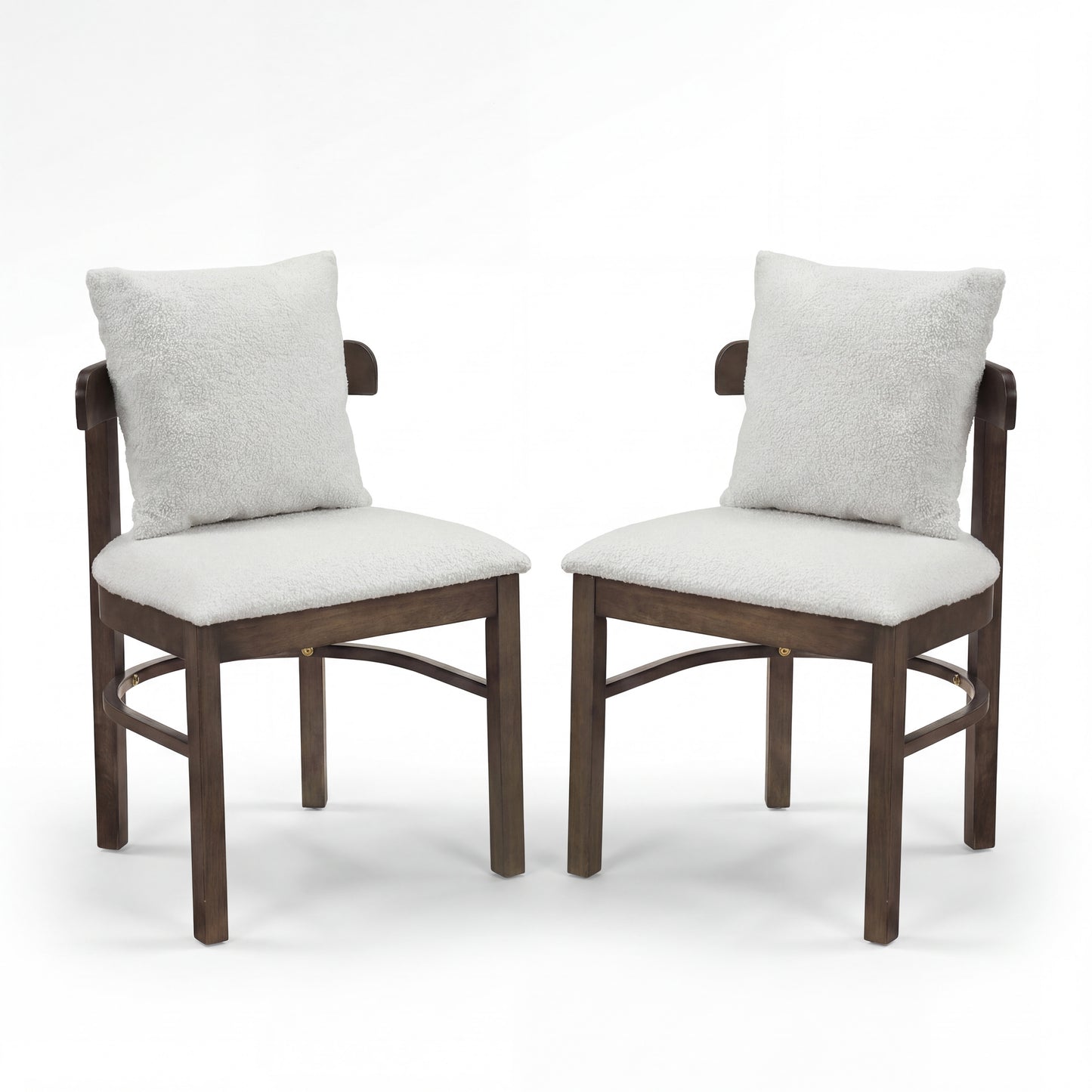 Patiojoy Set of 2/4 Upholstered Fabric Wood Dining Chairs Farmhouse Armless Kitchen Seats with Curved Back & Detachable Pillow