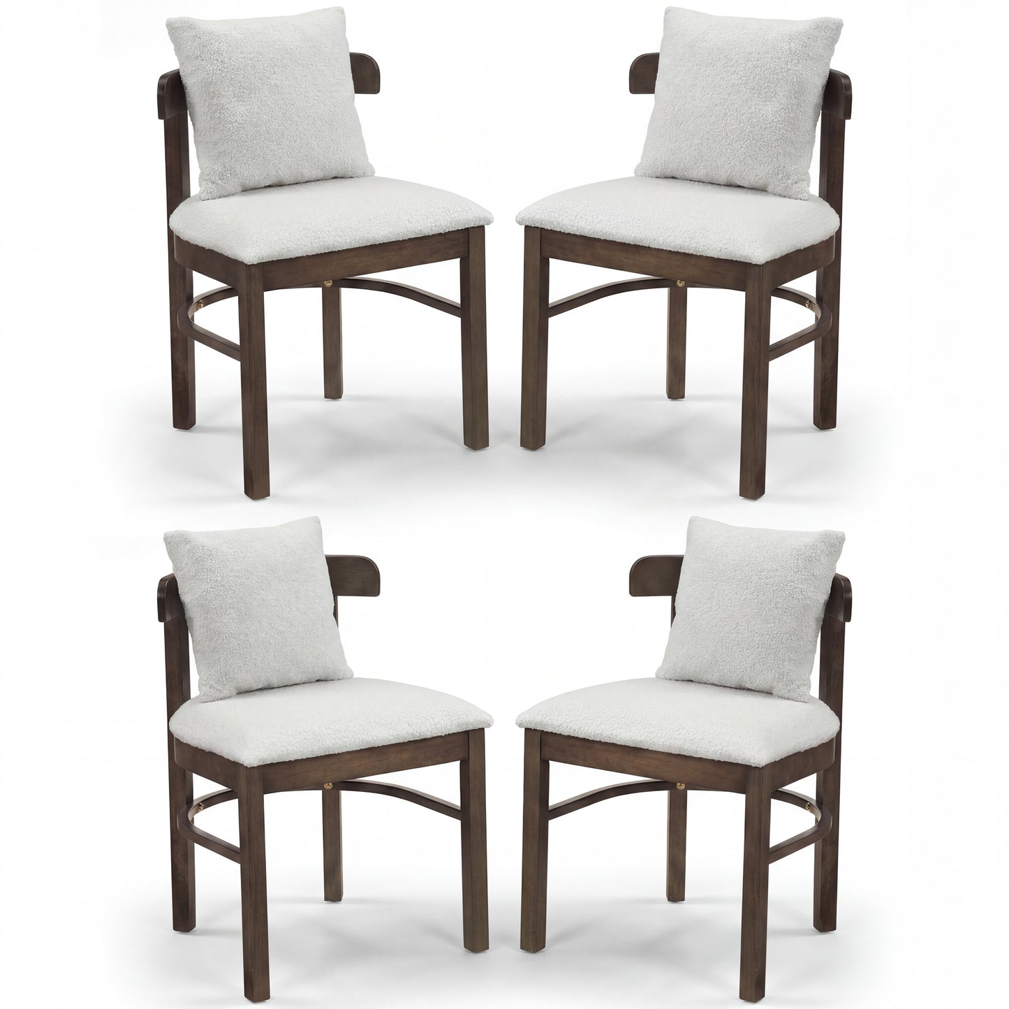 Patiojoy Set of 2/4 Upholstered Fabric Wood Dining Chairs Farmhouse Armless Kitchen Seats with Curved Back & Detachable Pillow