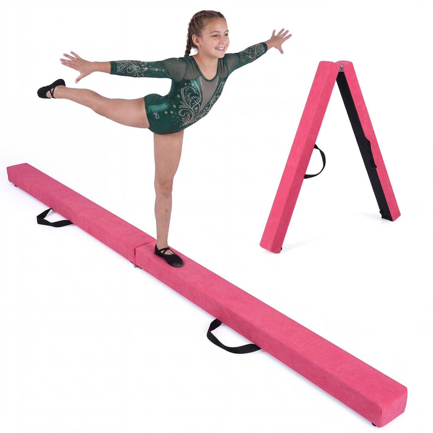 Patiojoy 7 FT Gymnastics Balance Beam Foldable Non-Slip Foam Floor Beam for Kids Teens