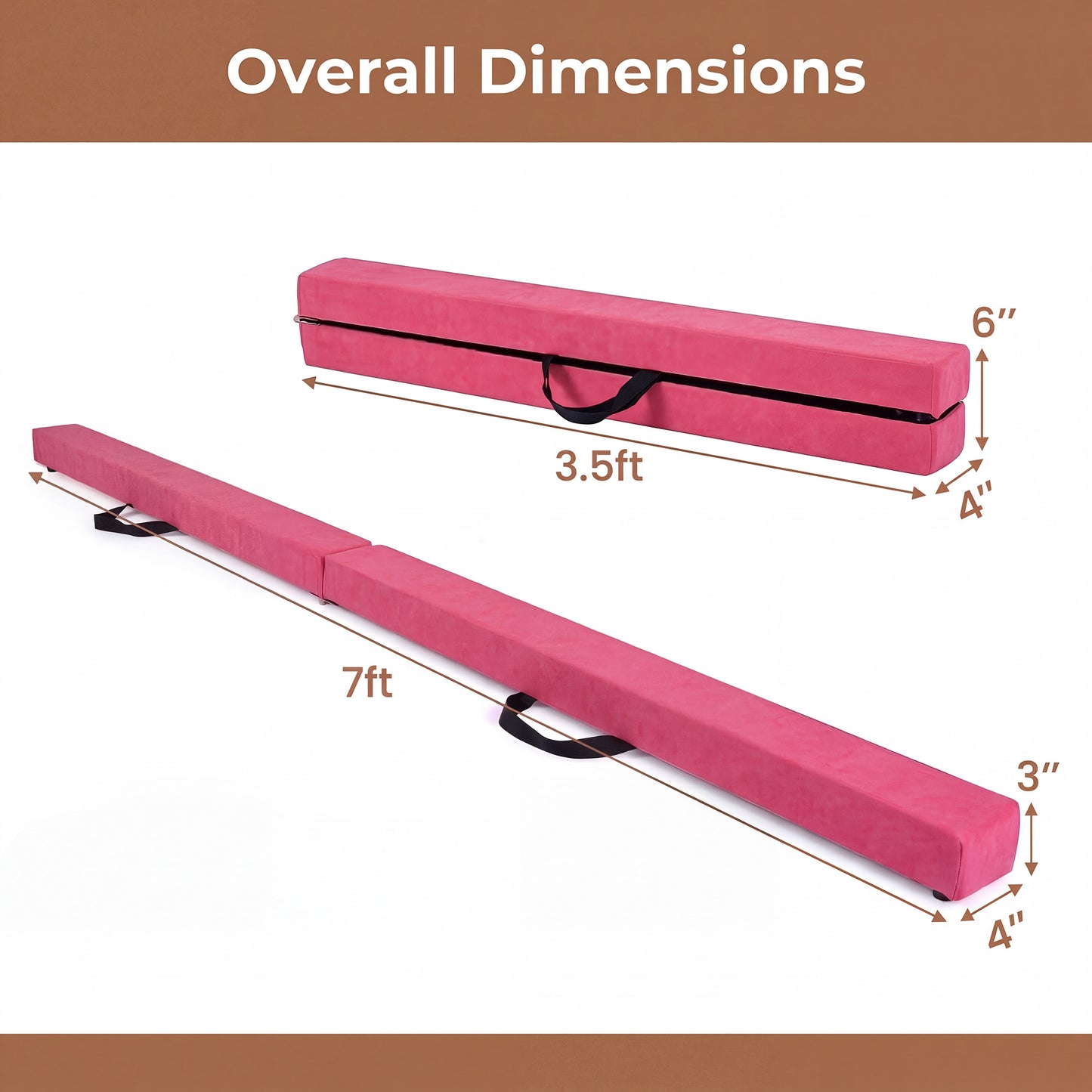 Patiojoy 7 FT Gymnastics Balance Beam Foldable Non-Slip Foam Floor Beam for Kids Teens