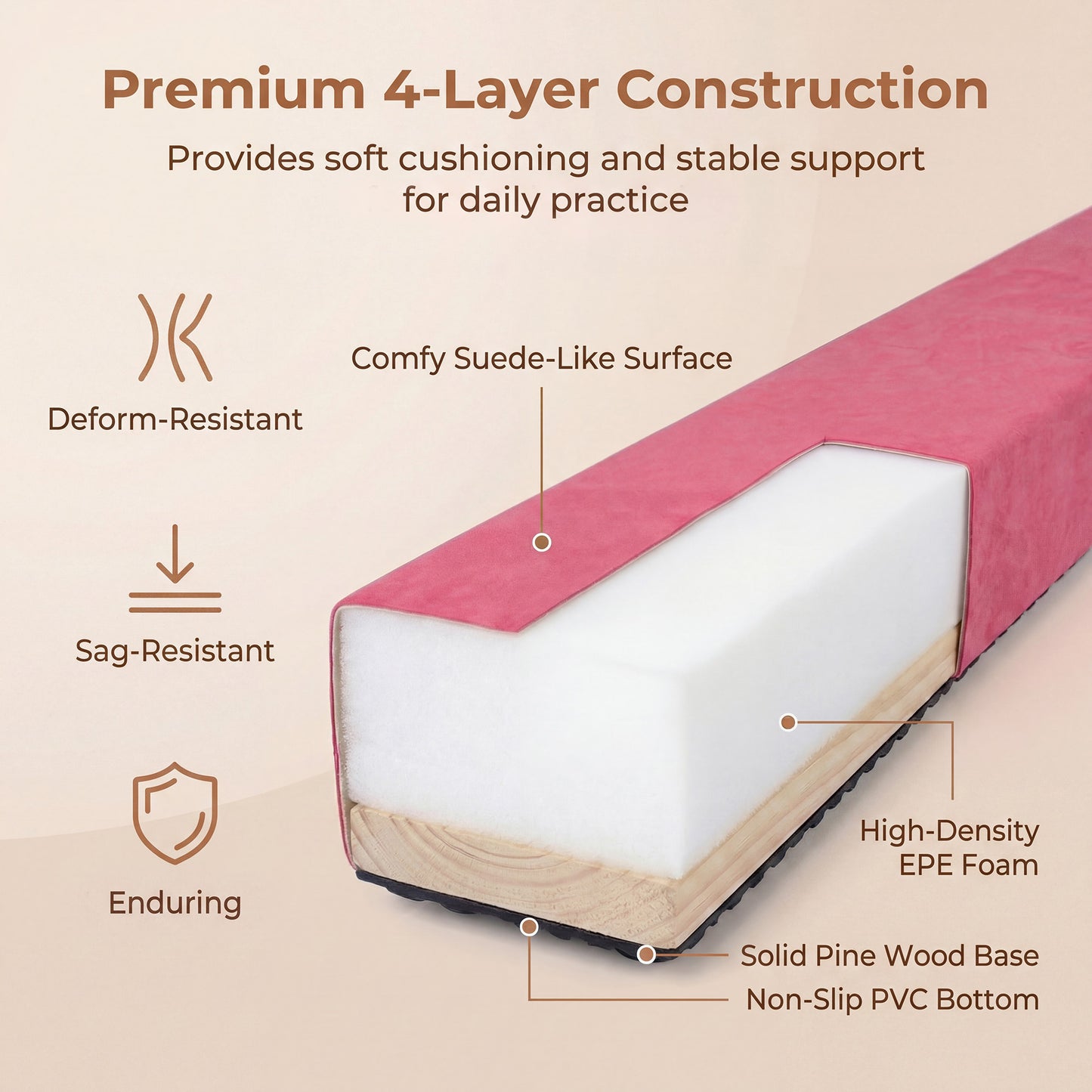 Patiojoy 7 FT Gymnastics Balance Beam Foldable Non-Slip Foam Floor Beam for Kids Teens