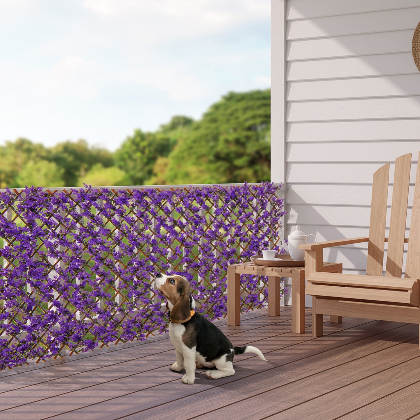 Patiojoy 2PCS Expandable Fence Privacy Screen Decorative Faux  Fencing Panel w/ Real Willow Frame
