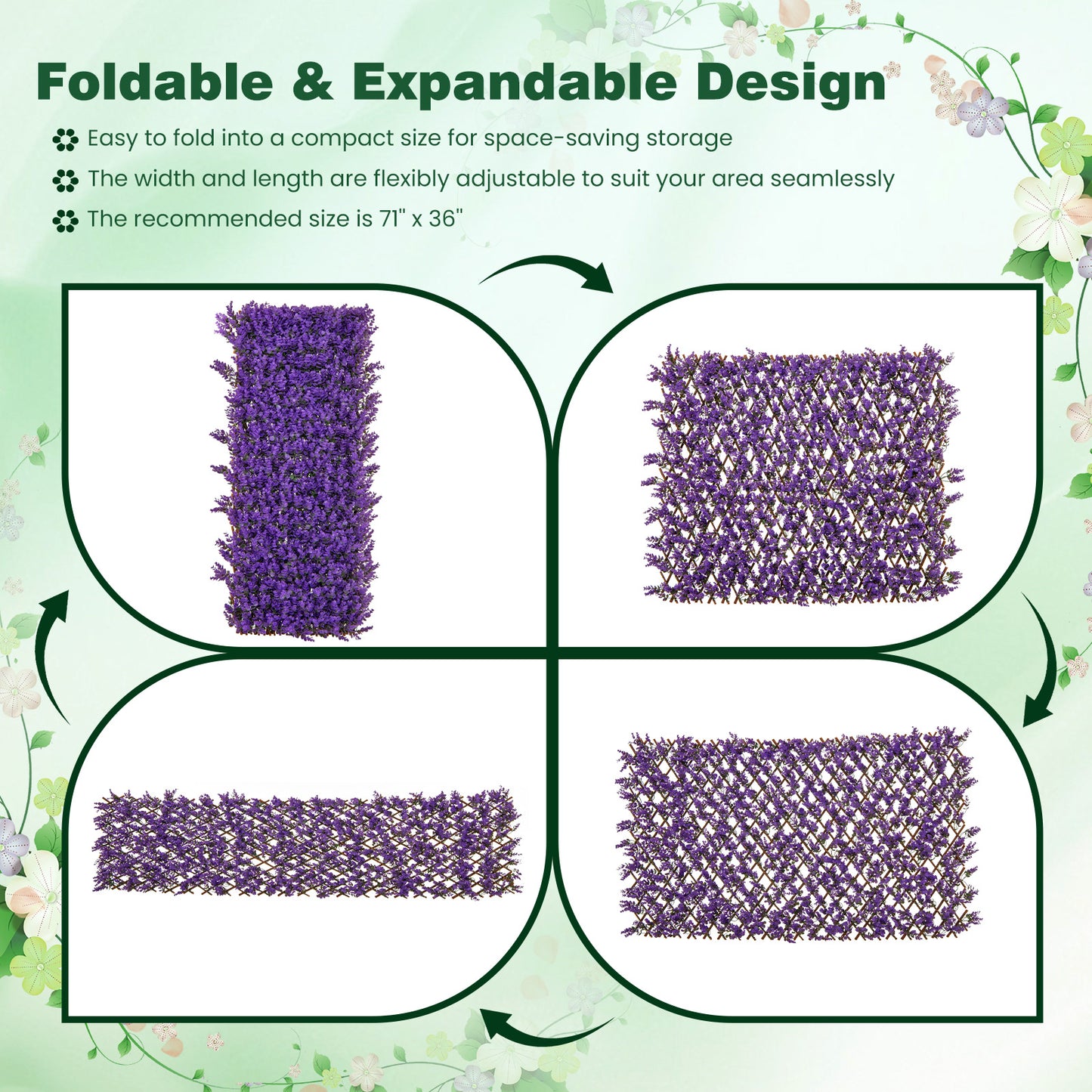 Patiojoy 2PCS Expandable Fence Privacy Screen Decorative Faux  Fencing Panel w/ Real Willow Frame
