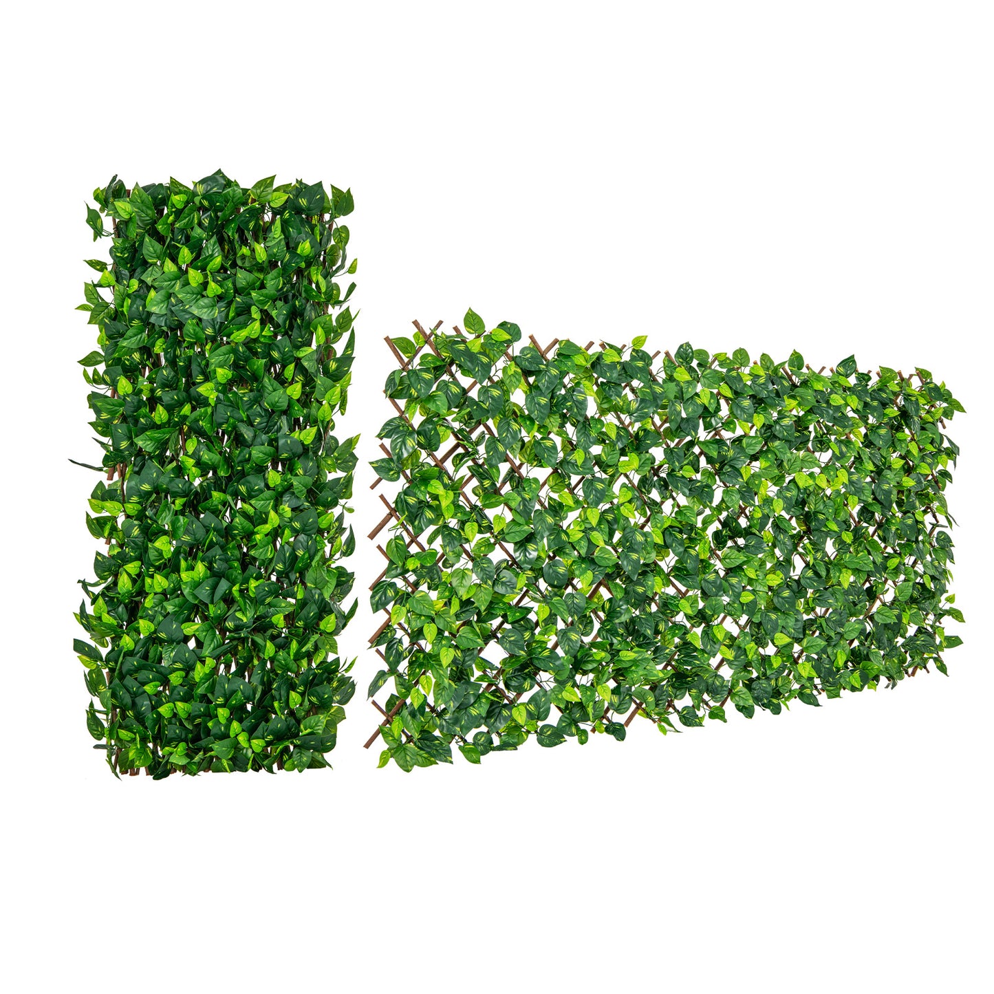 Patiojoy 2PCS Expandable Fence Privacy Screen Decorative Faux  Fencing Panel w/ Real Willow Frame