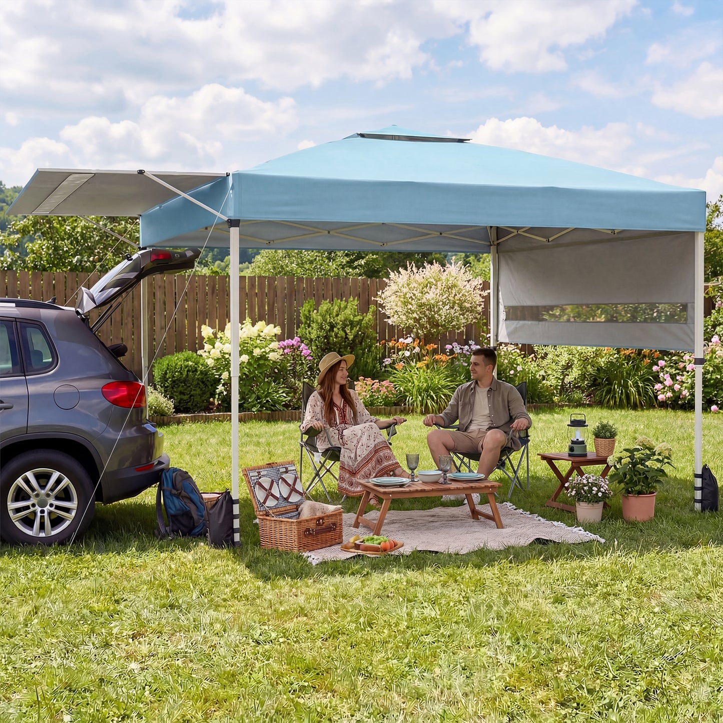Patiojoy 10 x 17 FT Outdoor Instant Pop-up Canopy Tent One-Person Setup Canopy with Dual Adjustable Awnings
