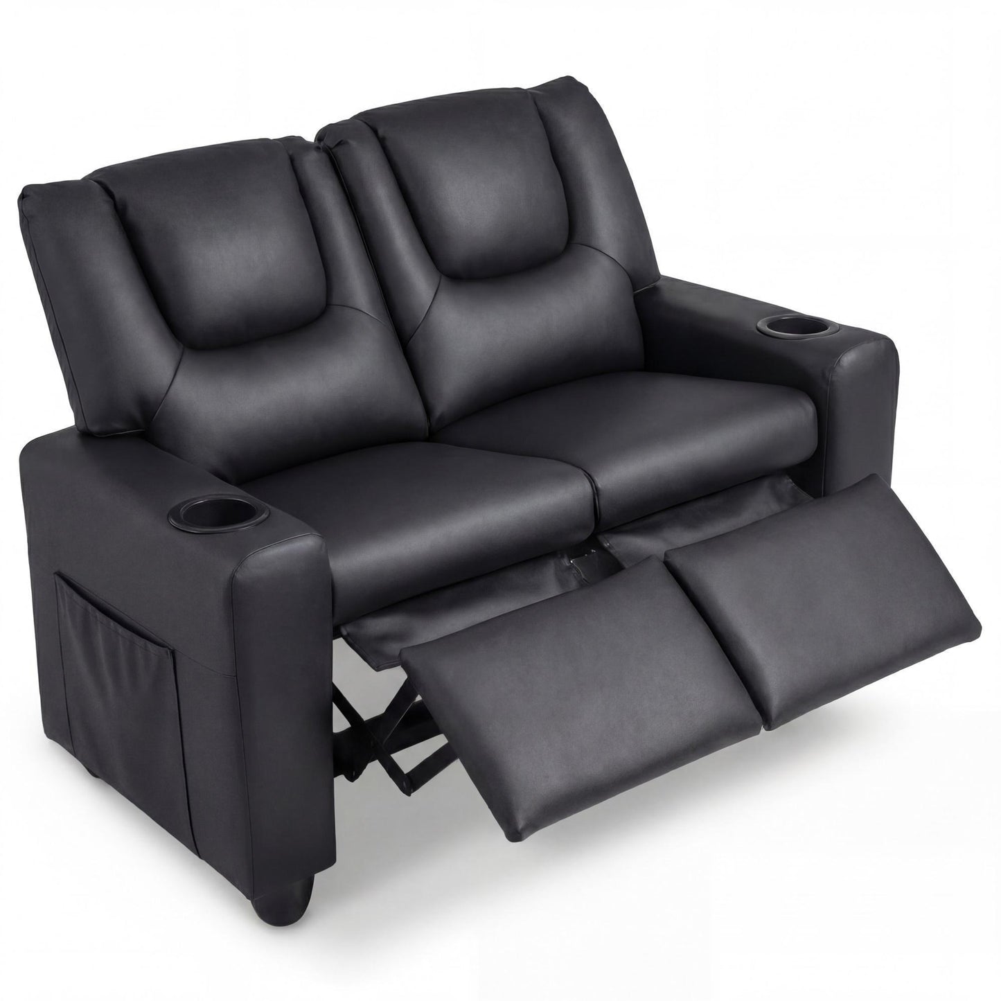 Patiojoy 2-Seater Kids Recliner Chair Double Toddler Loveseat Sofa with 2 Cup Holders and 2 Side Pockets