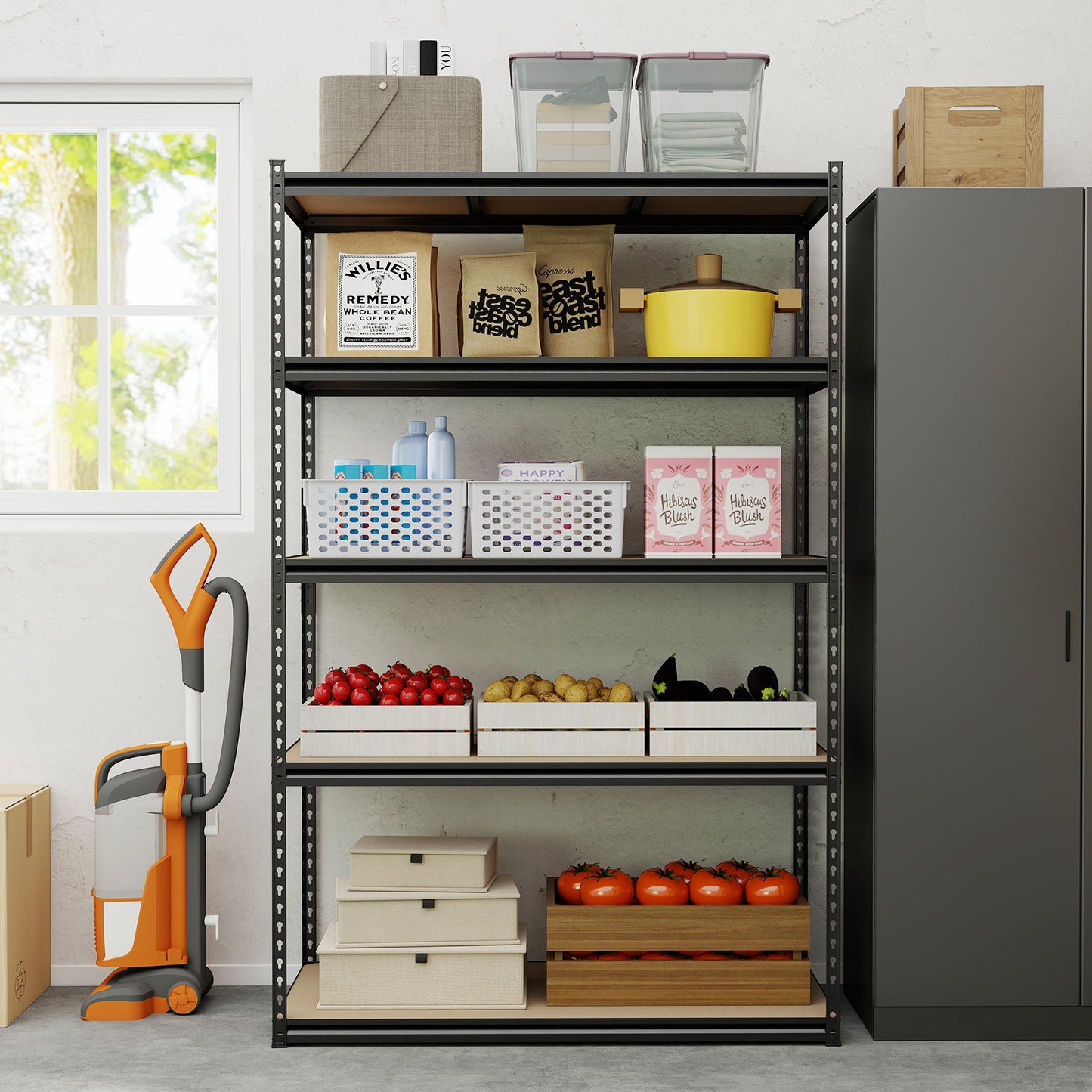Patiojoy 5-Tier Heavy Duty Garage Shelving Unit 48" W x 24" D x 72" H Bolt-Free Assembly