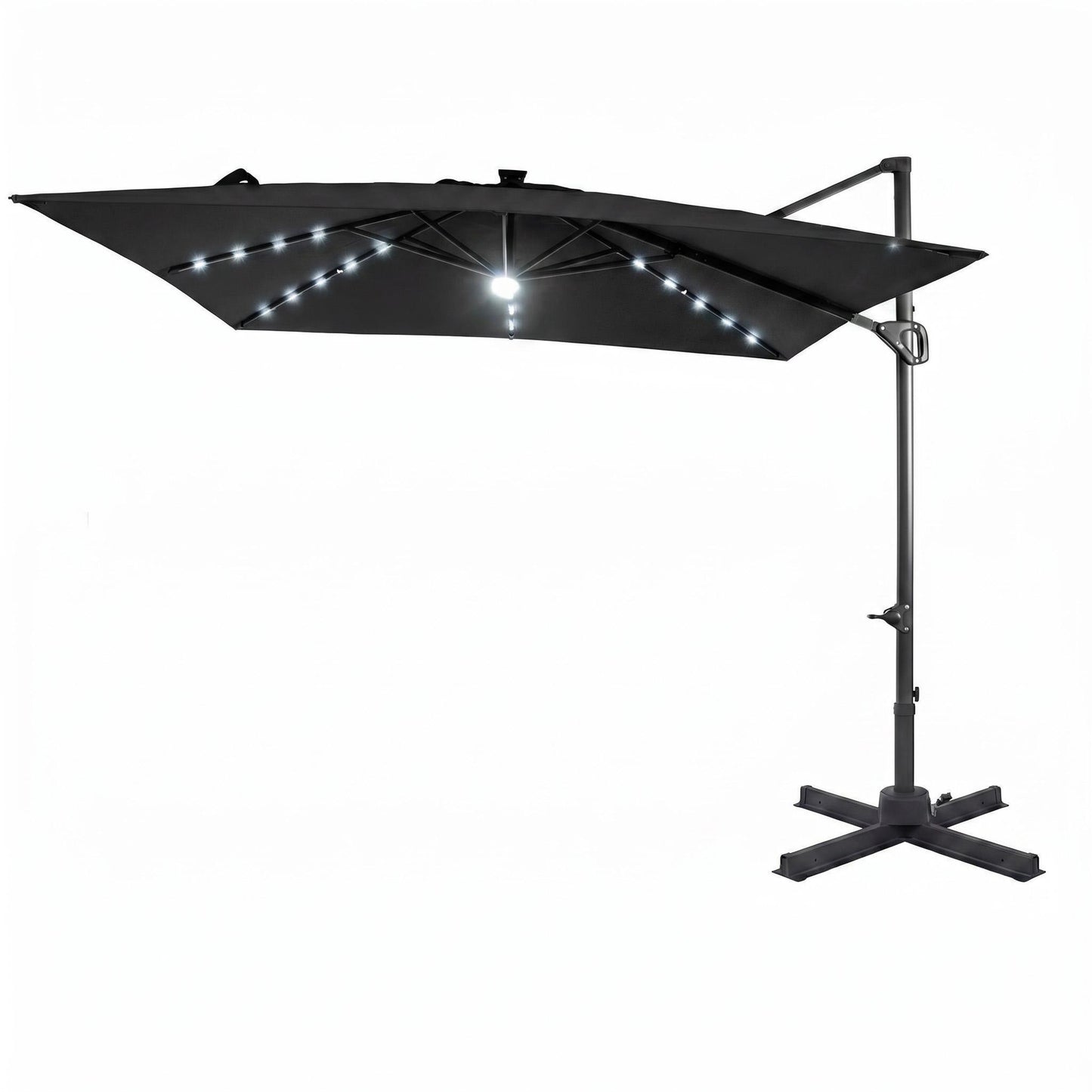 Patiojoy 10 FT Square Cantilever Patio Umbrella with Solar LED Lighting