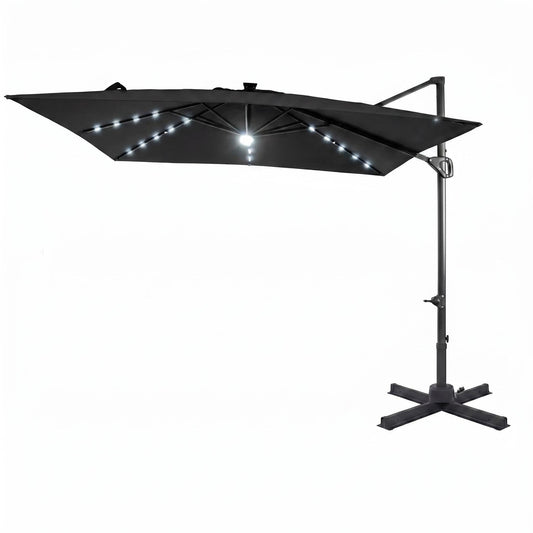 Patiojoy 10 FT Square Cantilever Patio Umbrella with Solar LED Lighting