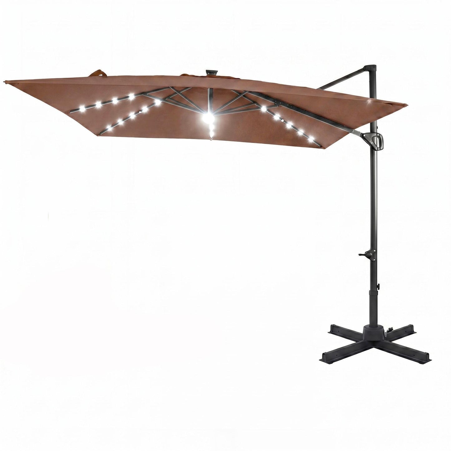 Patiojoy 10 FT Square Cantilever Patio Umbrella with Solar LED Lighting