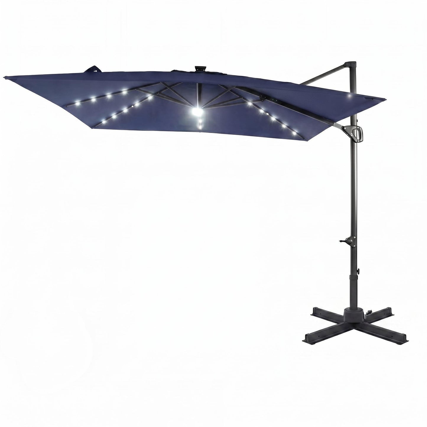 Patiojoy 10 FT Square Cantilever Patio Umbrella with Solar LED Lighting